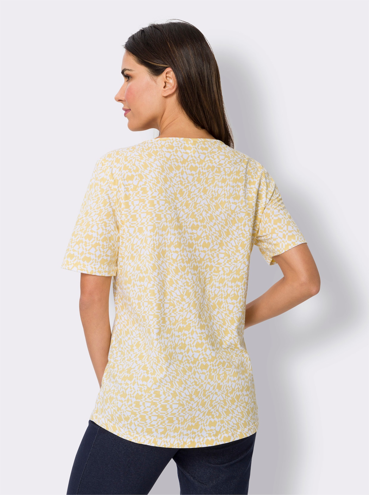 T-shirt - citron-vit-med tryck