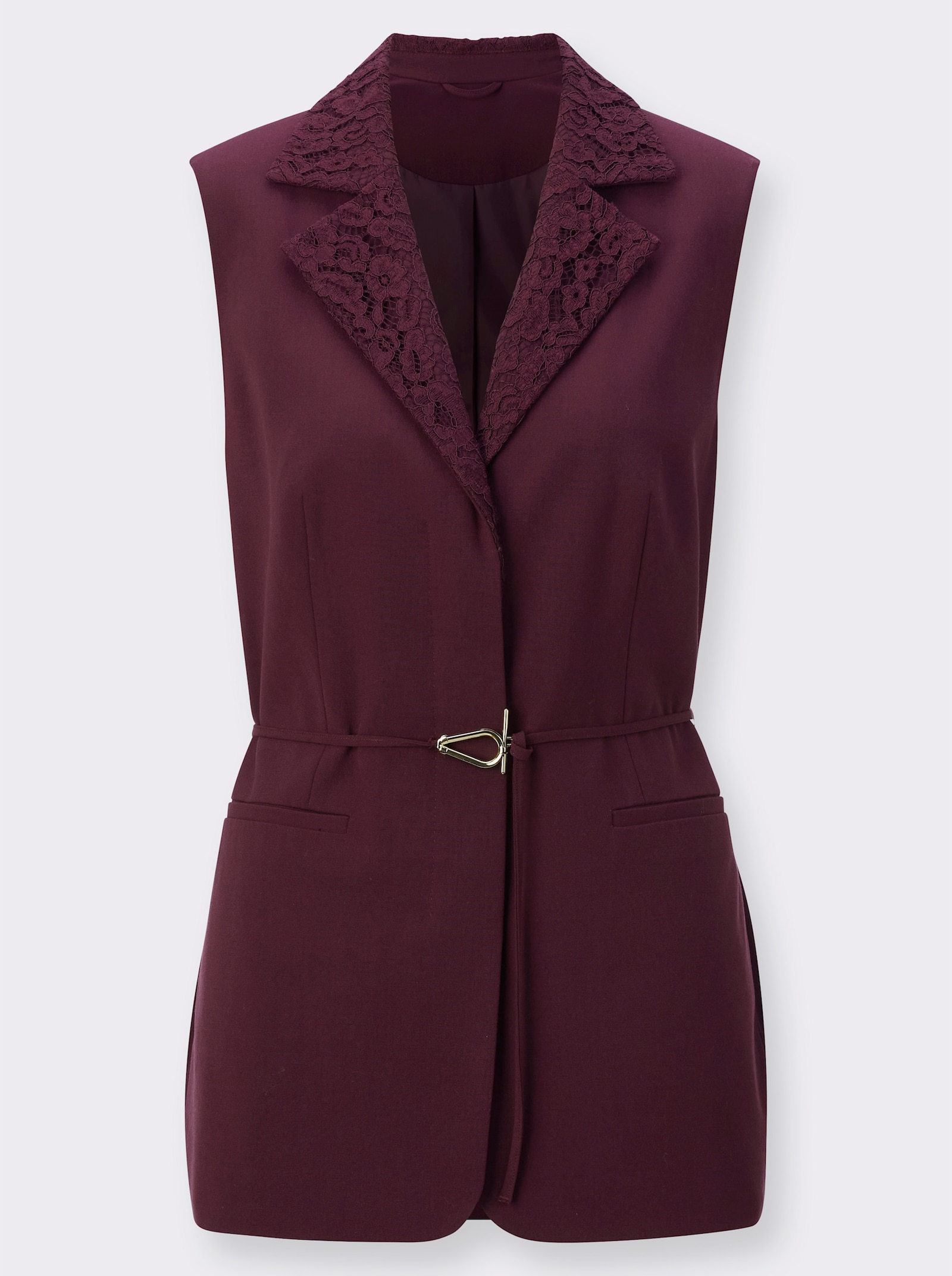 Gilet de costume avec col en dentelle - lie-de-vin