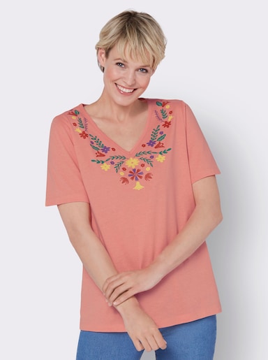 Shirt met V-hals - flamingo