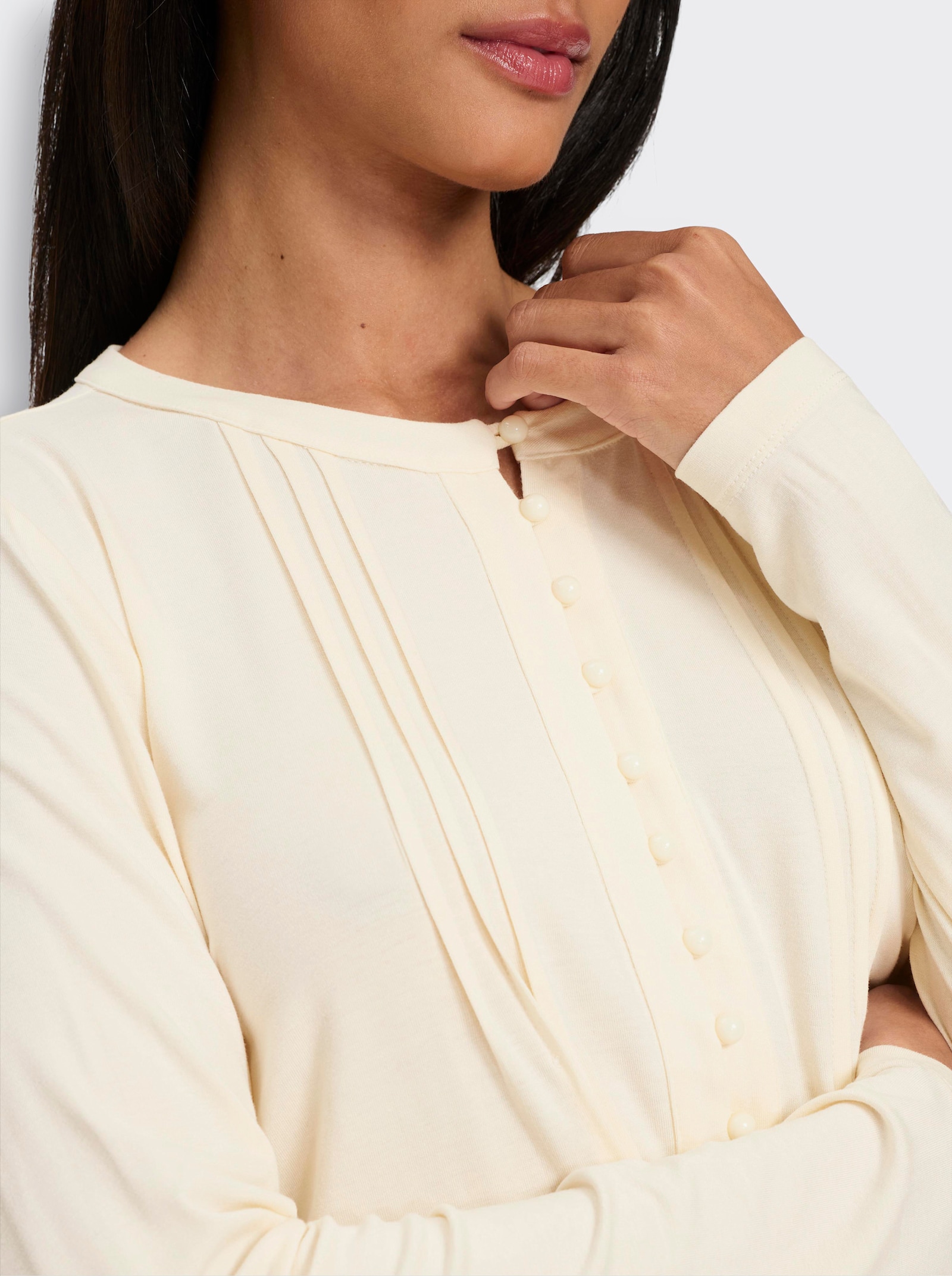 heine Langarmshirt mit Biesen - champagner