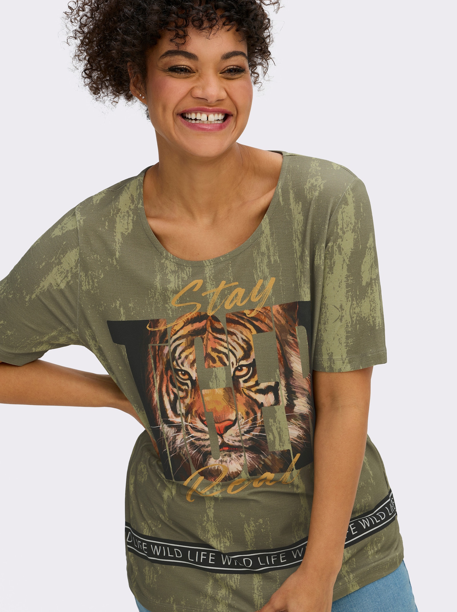 Shirt mit Tiger-Print - khaki-braun-bedruckt