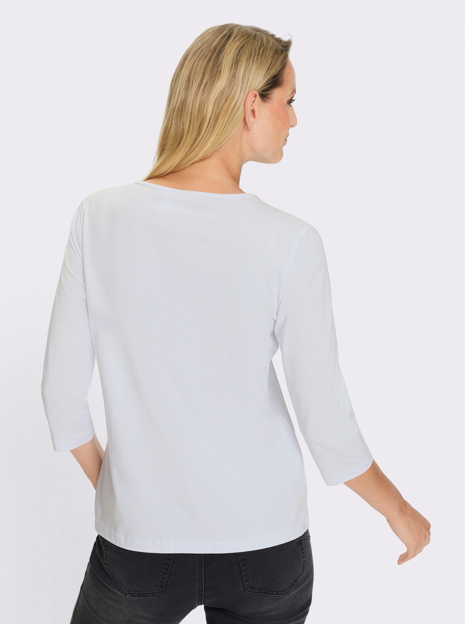 heine 3/4-Arm-Shirt mit Glitzersteinchen - weiß