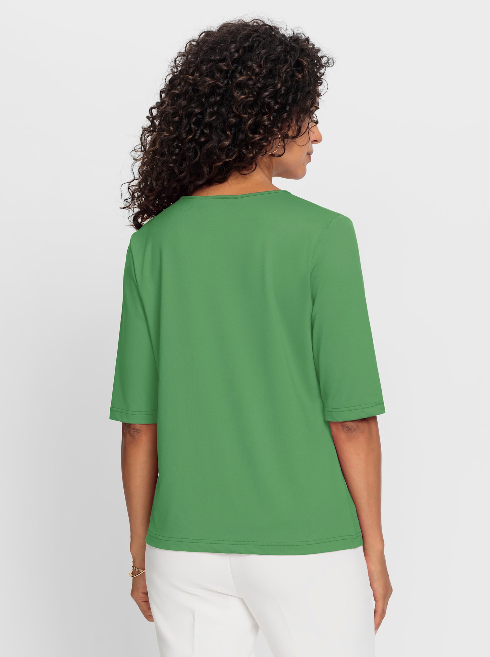 V-Shirt mit V-Ausschnitt, pflegeleicht - apfel