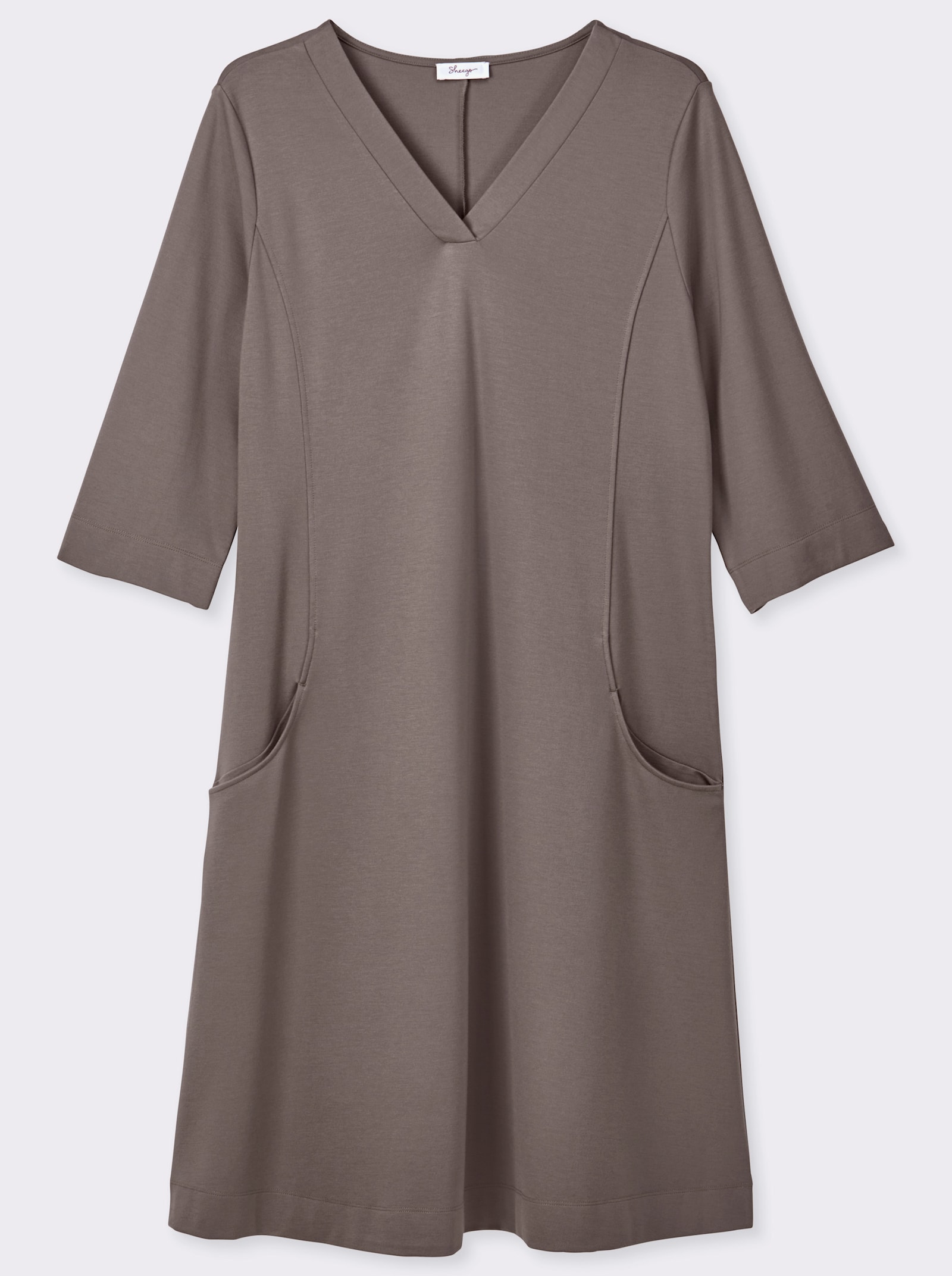 sheego Jerseyjurk met deelnaden - donkertaupe