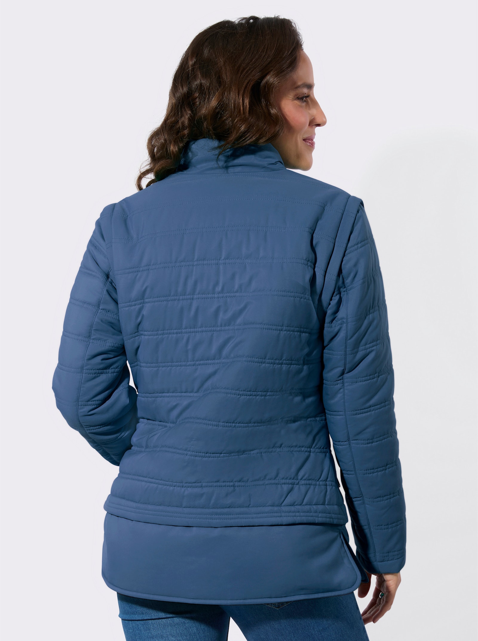 Steppjacke mit abzippbaren Ärmeln - jeansblau