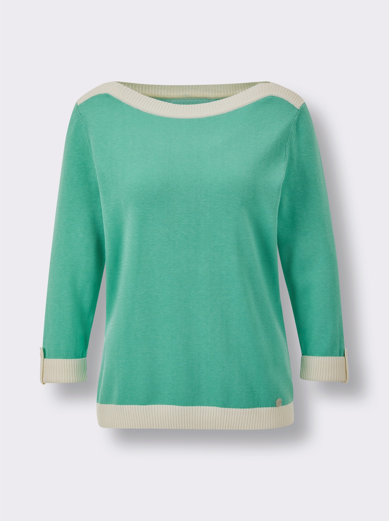 CREATION L PREMIUM Pull à manches 3/4 avec soie - bleu-vert