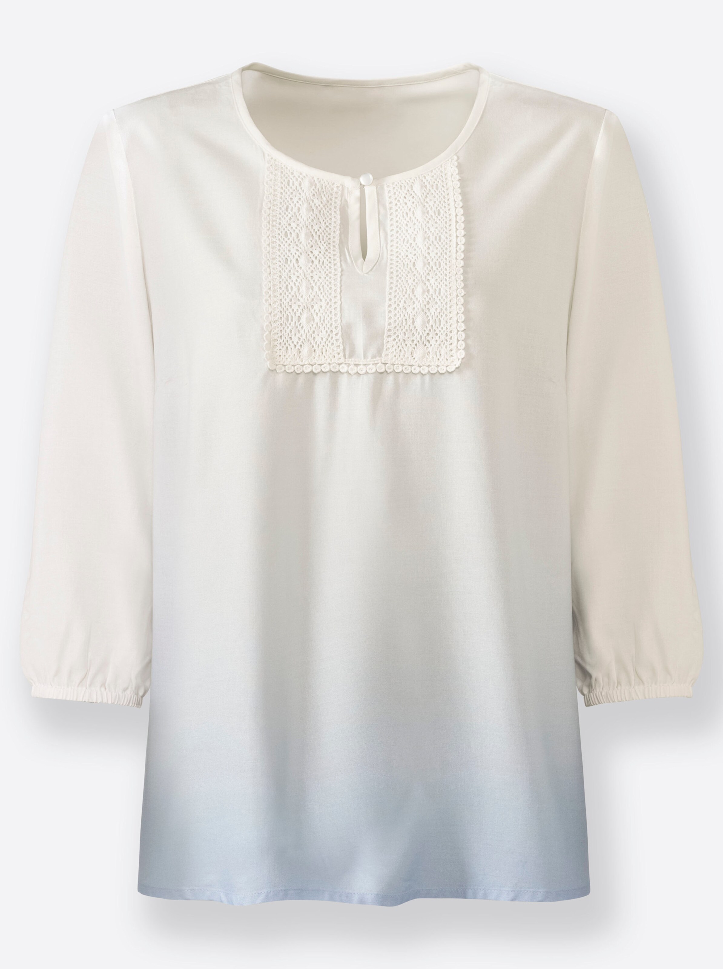 Witt Weiden Damen Bluse eisblau ecru bedruckt  - Onlineshop Witt Weiden