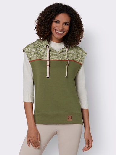 Kapuzensweatshirt - olive-weiss-meliert