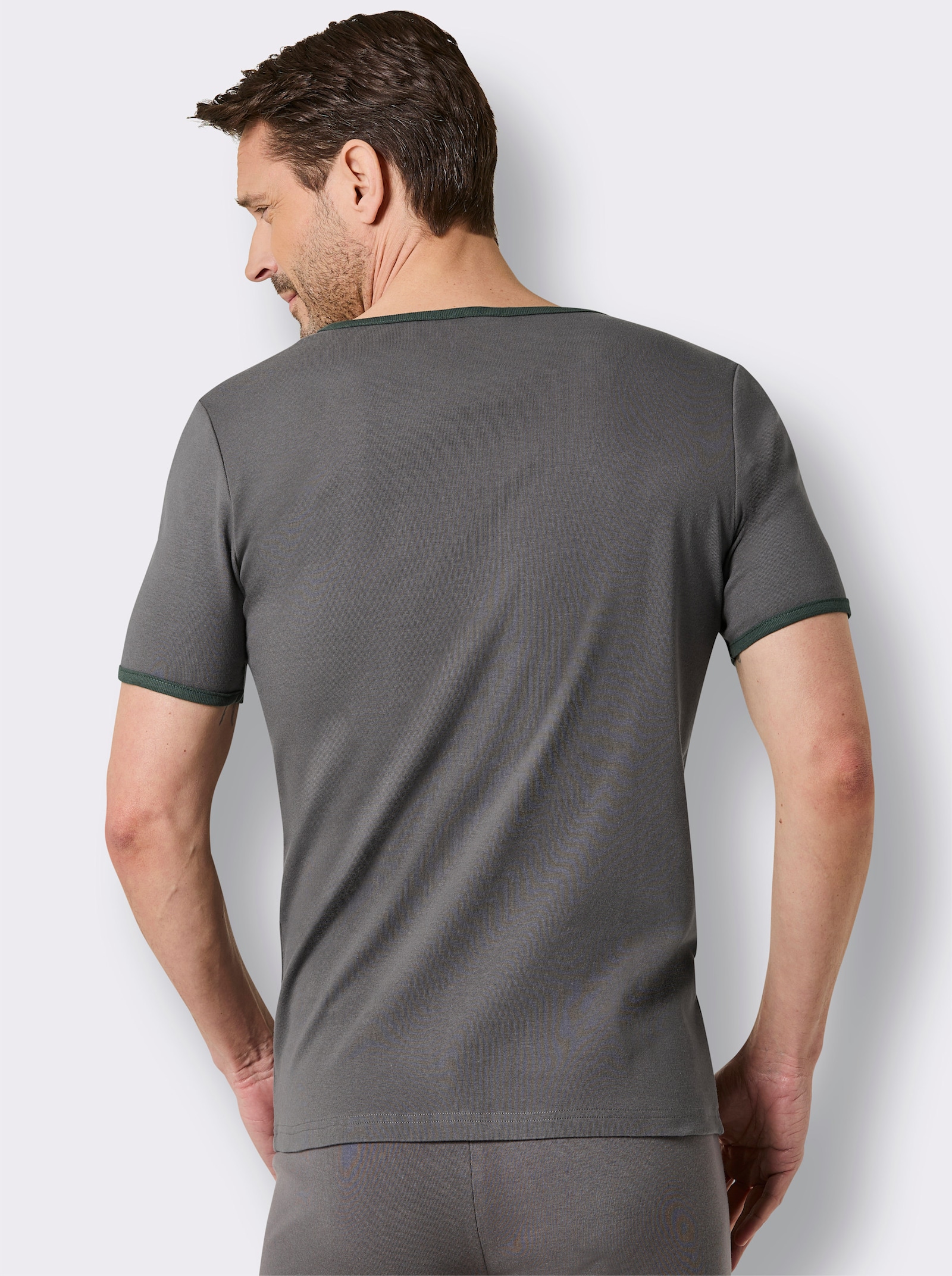 wäschepur men Shirt - anthrazit + moos