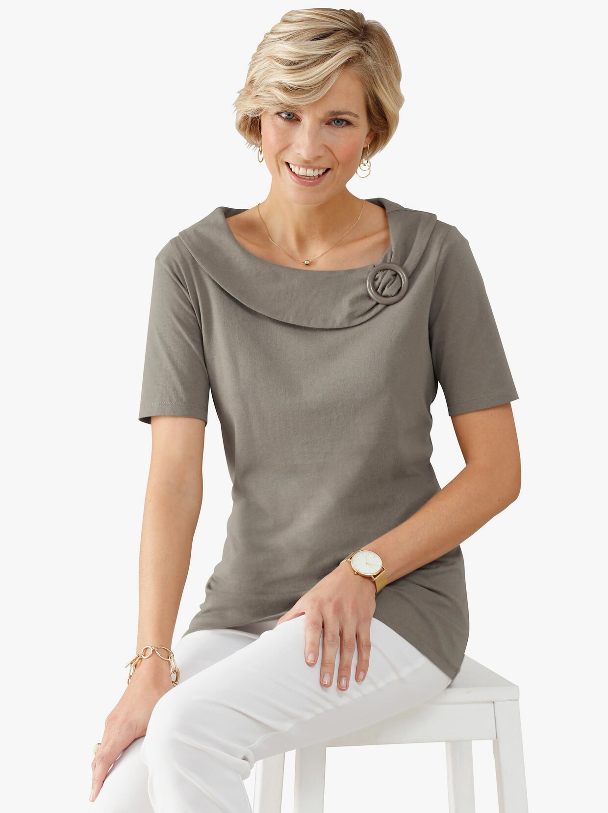 Kortärmad topp - khaki