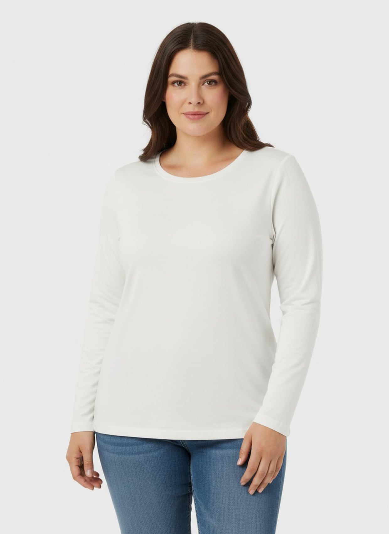 Rundhalsshirt mit zertifizierter Baumwolle - ecru