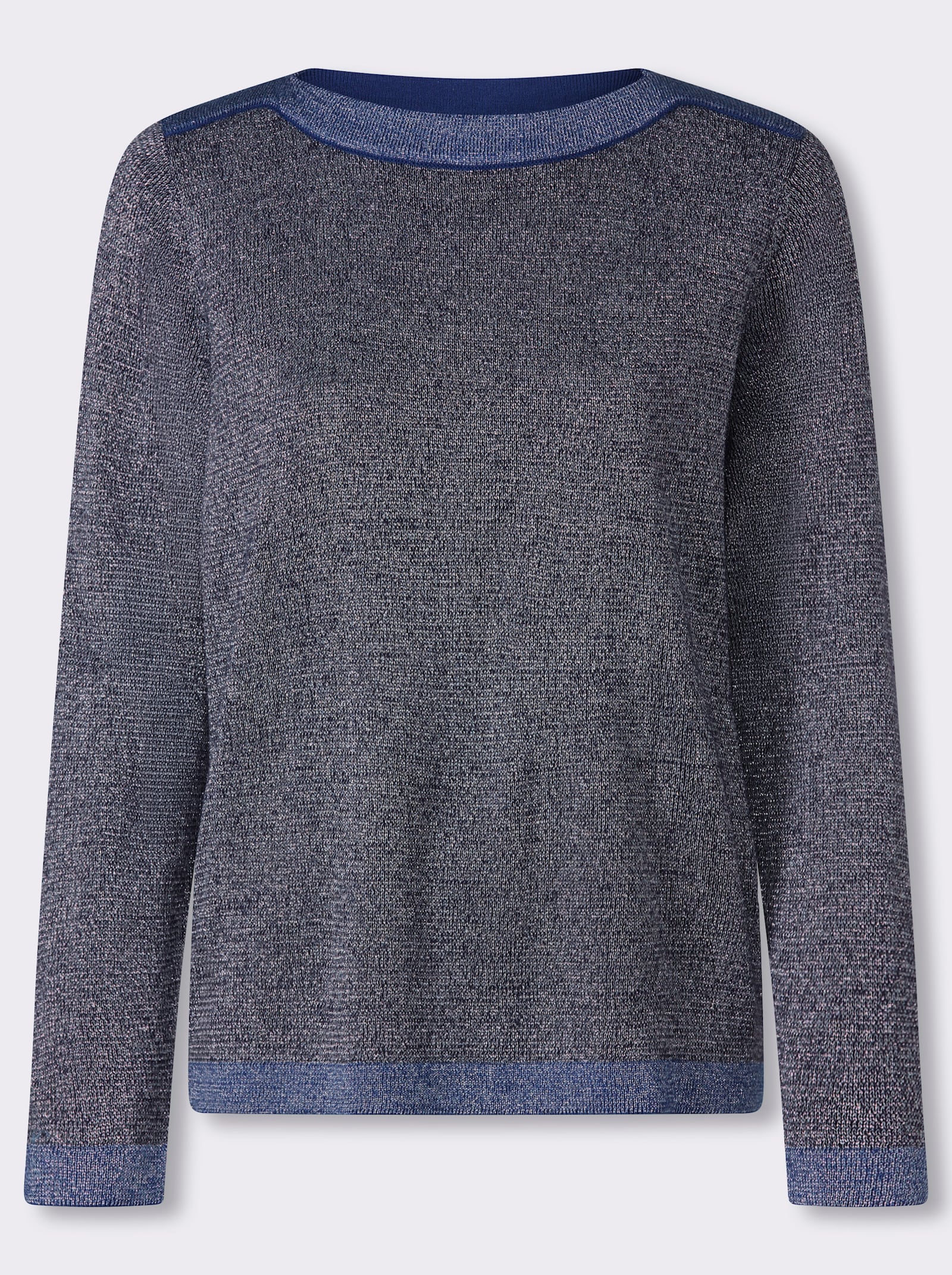 Langarm-Pullover mit glänzenden Garnen - marine-royalblau