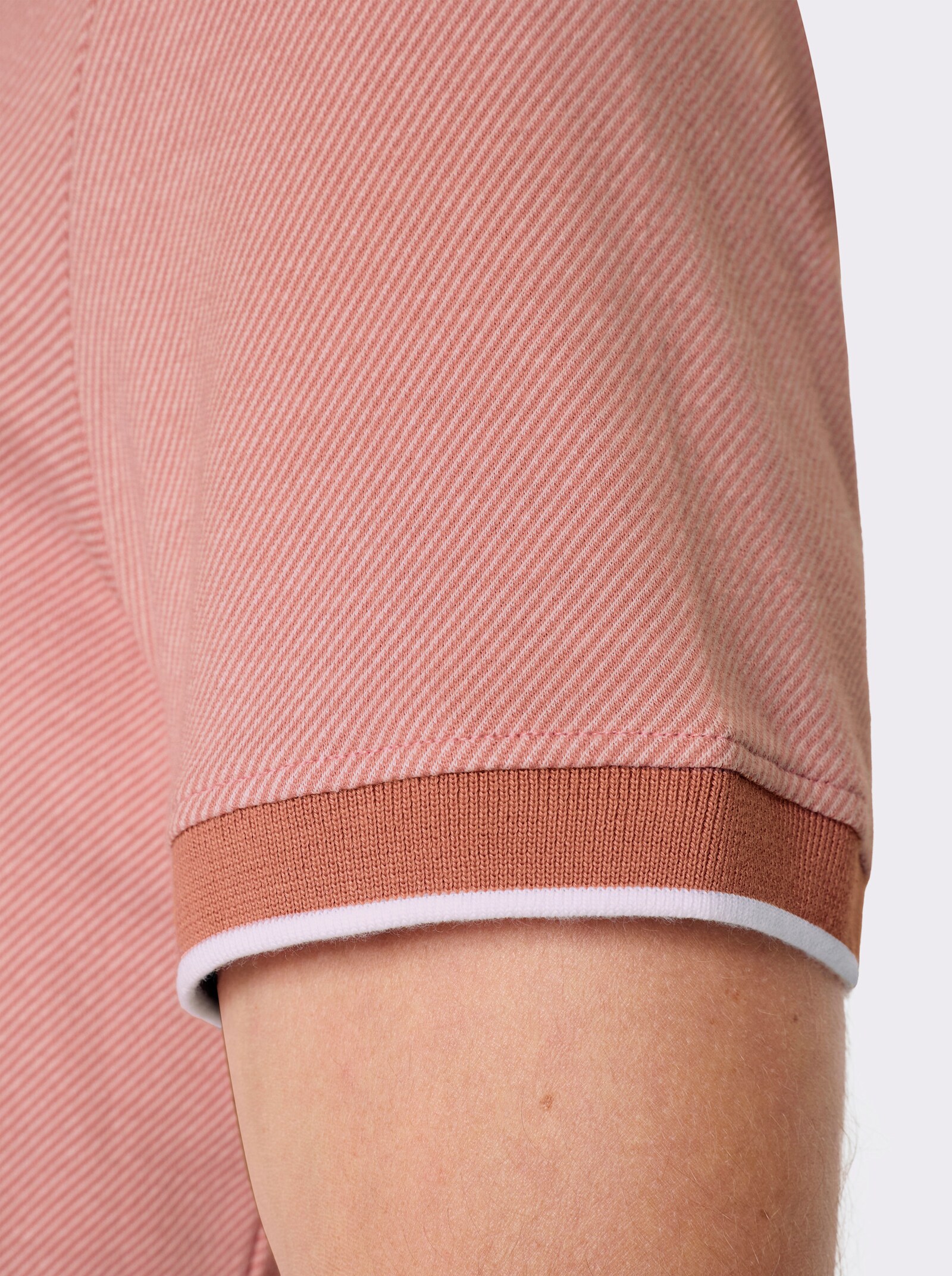 Marco Donati Kurzarmshirt in Jacquard-Qualität, mit Modal - papaya-gestreift