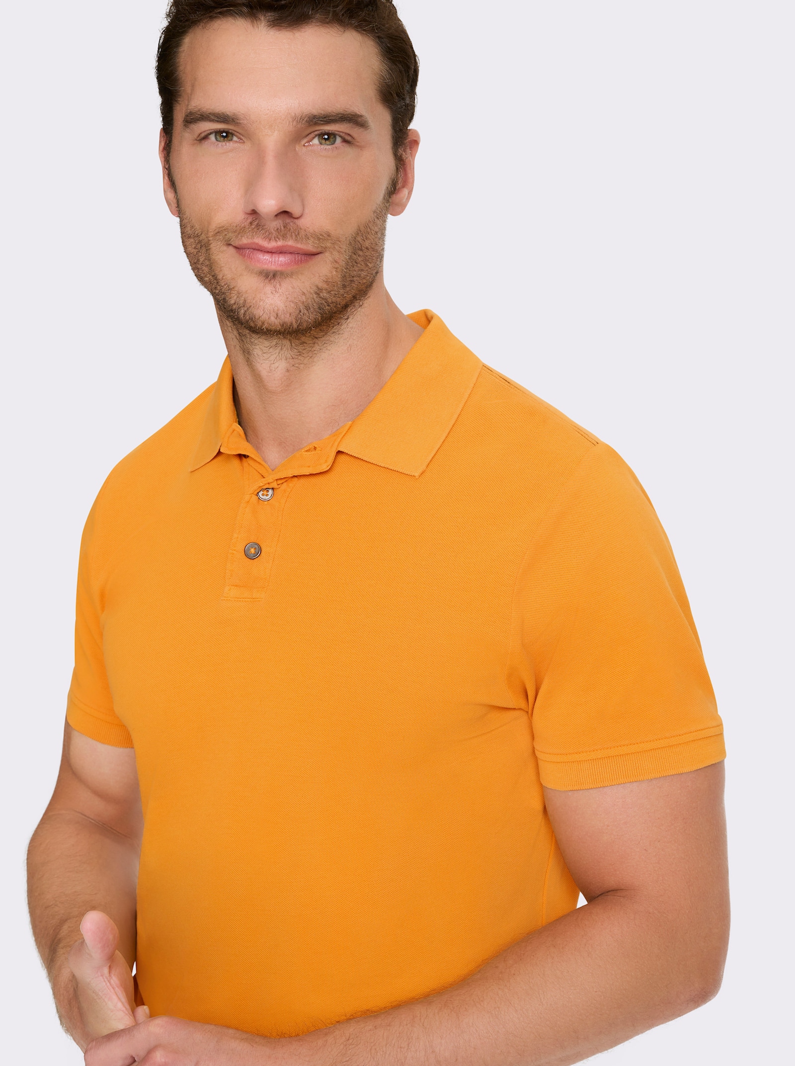 Catamaran Kurzarmshirt aus Baumwoll-Pikee - ocker