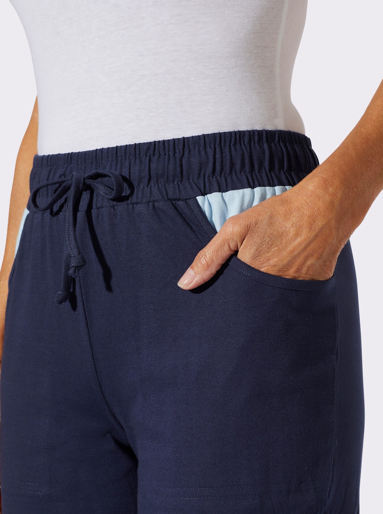 7/8-Hose mit Tunnelzug und Bindeband - marine