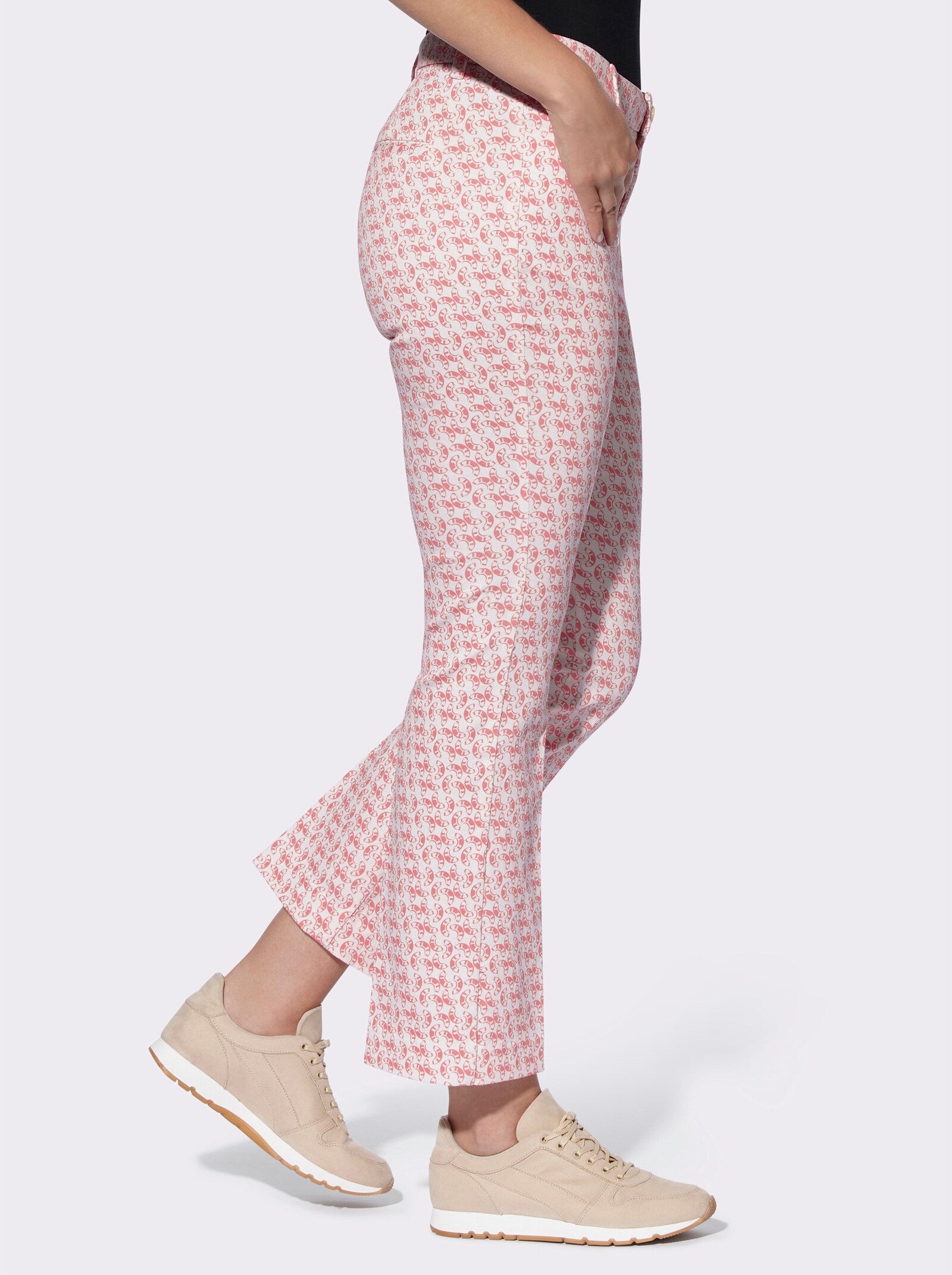 heine Druckhose in softer Stretch-Qualität - flamingo-ecru-bedruckt
