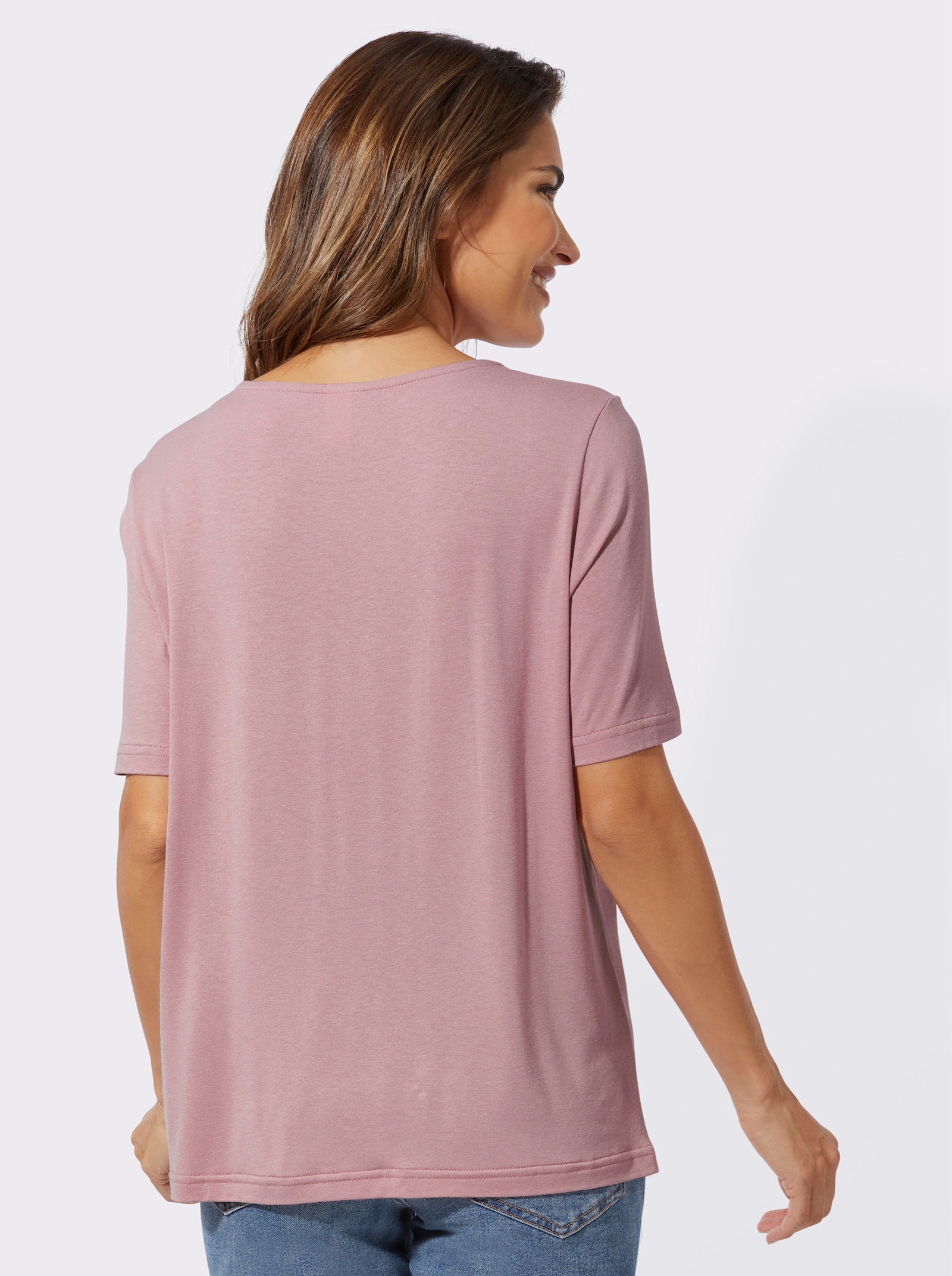 Kurzarmshirt mit Faltenpartie - hortensie