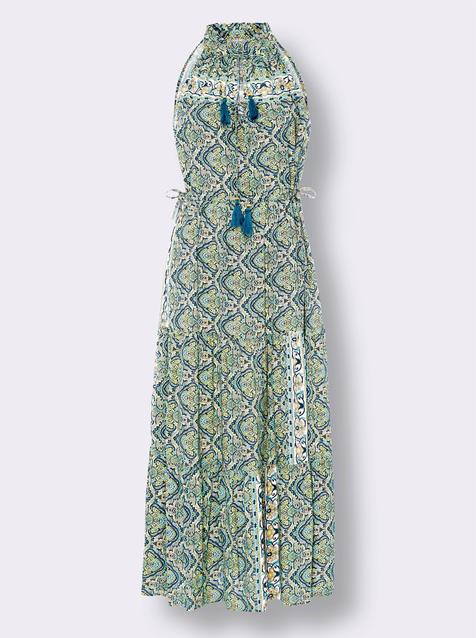 heine Robe fleurie, longueur maxi - bleu vert-jaune imprimé