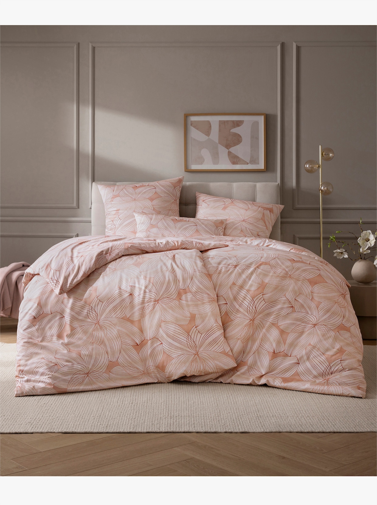 Janine Bettwäsche von Janine - ecru-apricot-bedruckt