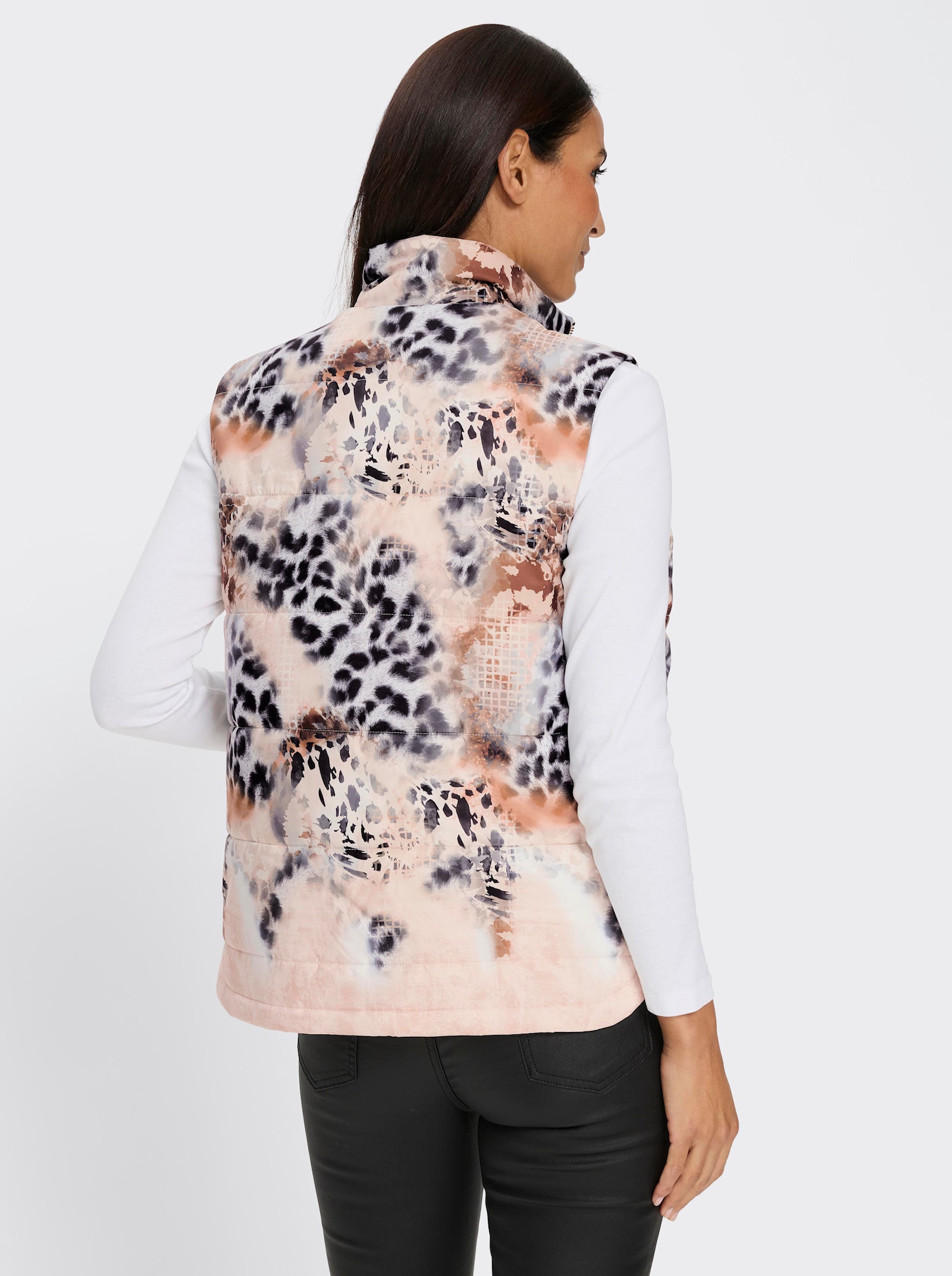 heine Steppweste mit Seitenschlitzen - schwarz-sand-bedruckt