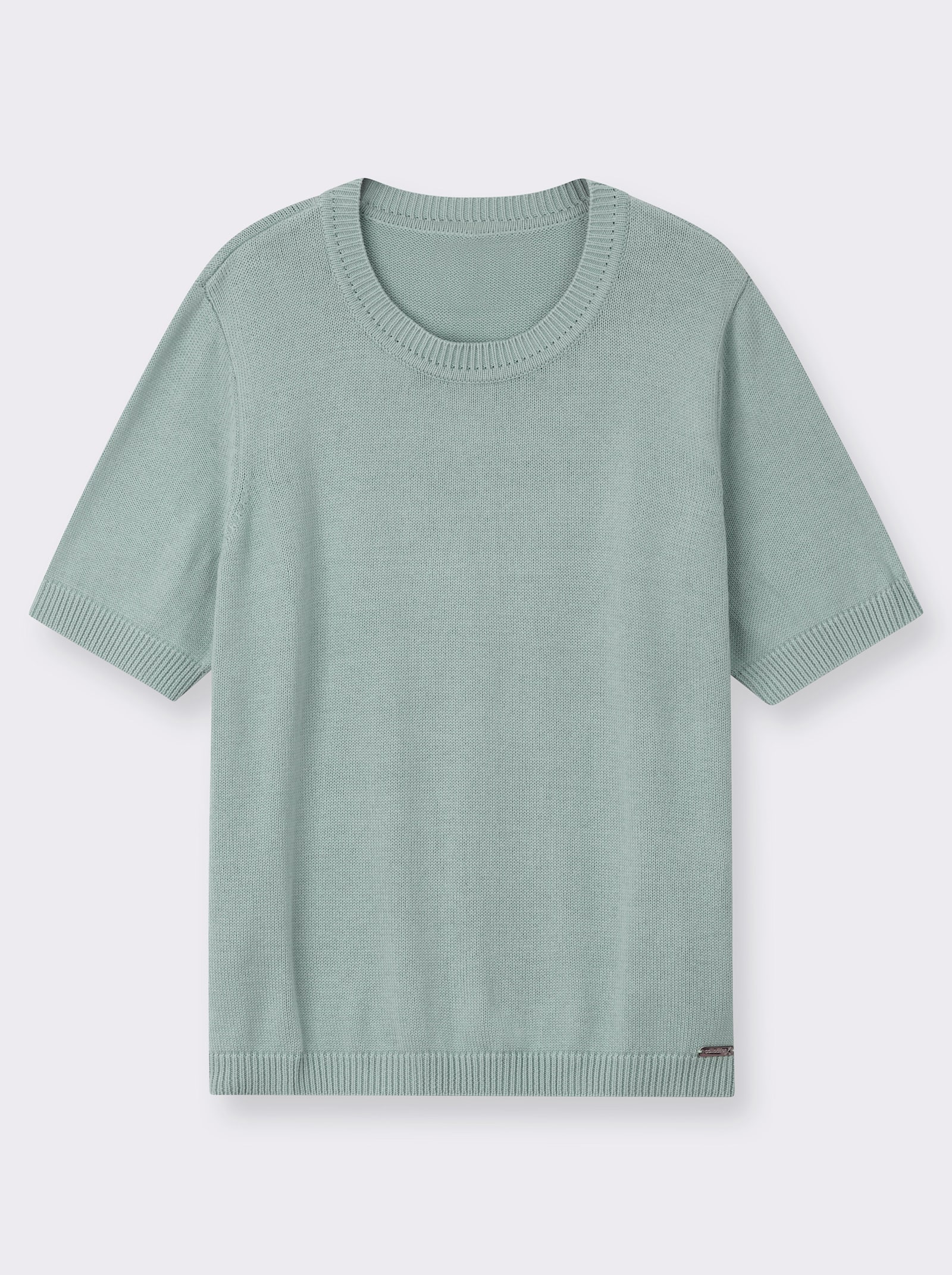 Kurzarmpullover mit Rippabschlüssen - kalkmint