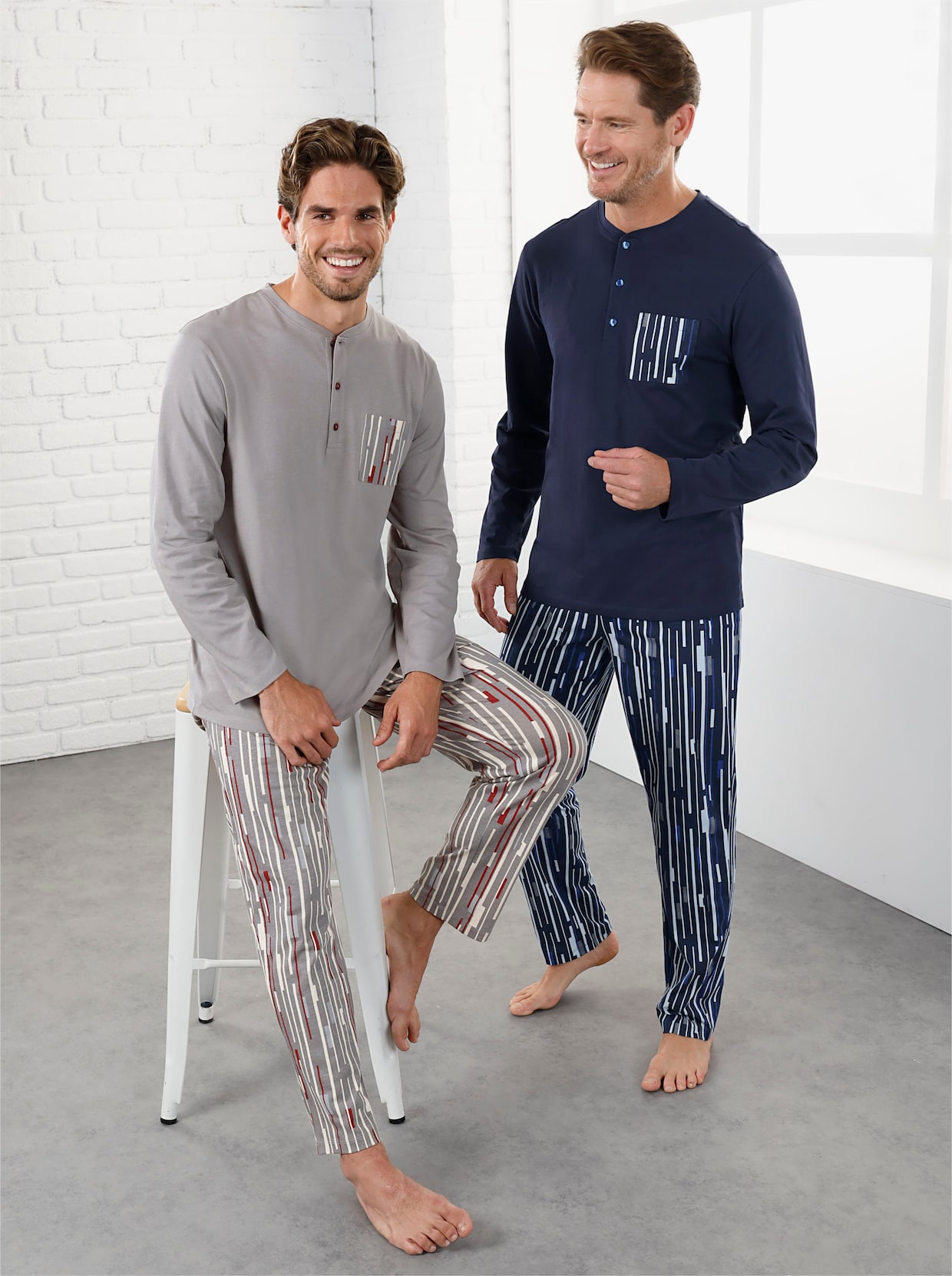 wäschepur men Pyjama's - marine + grijs