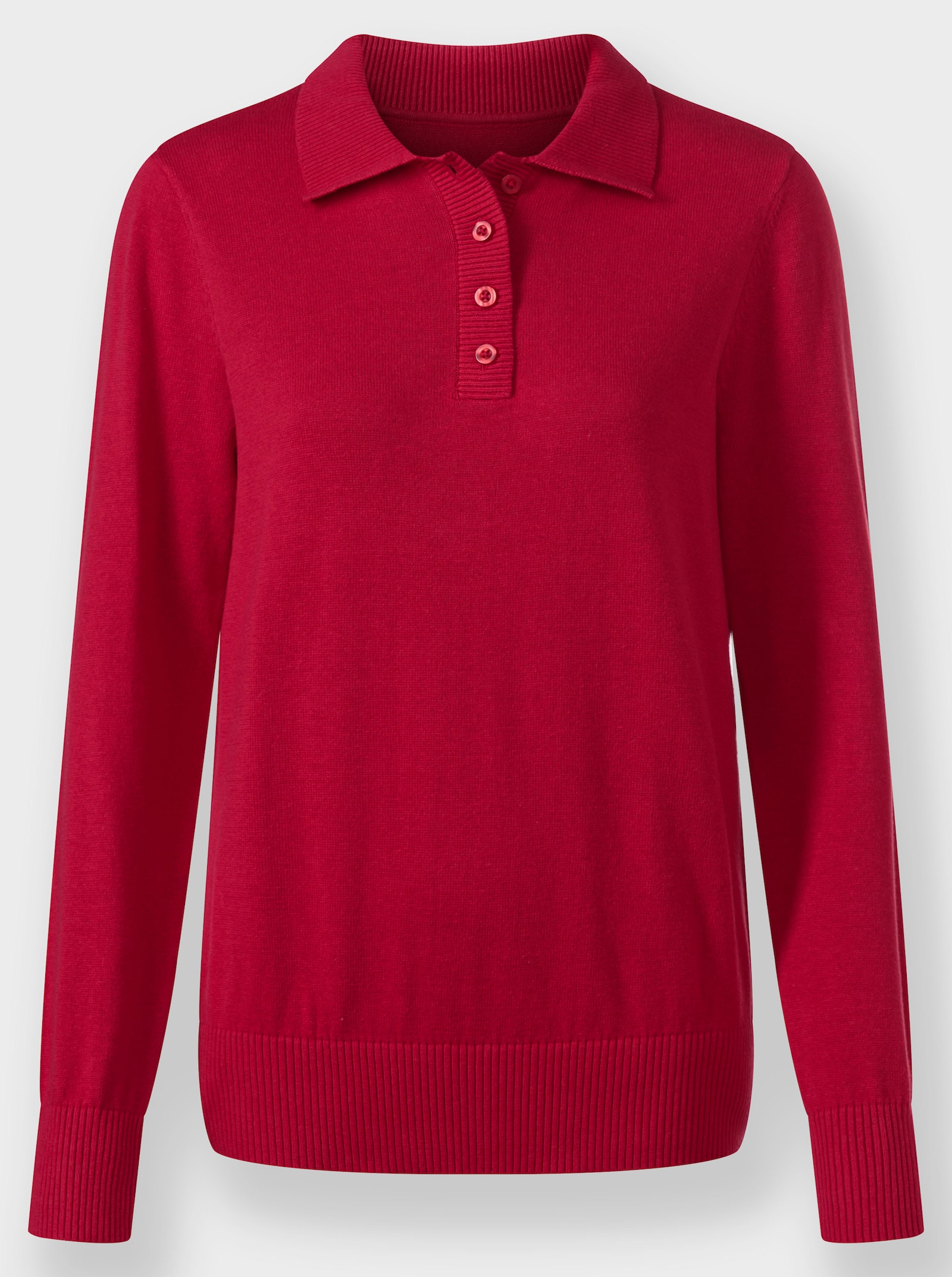 Polopullover mit kurzer Knopfleiste - rot