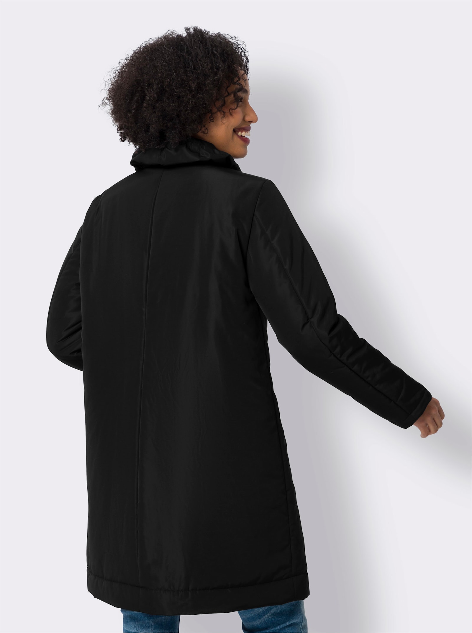 heine Kurzmantel mit gerafftem Stehkragen - schwarz