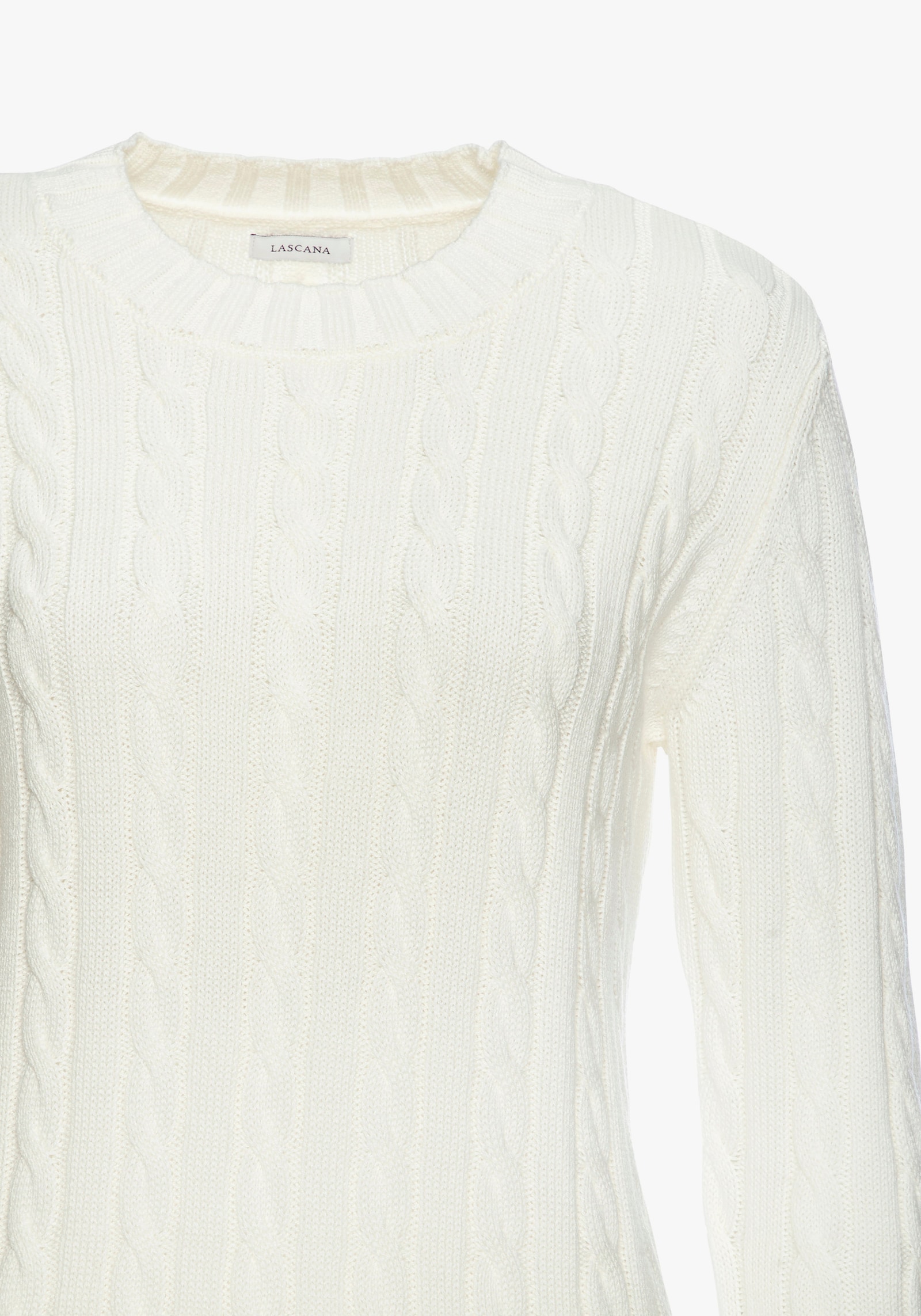 LASCANA Rundhalspullover - creme