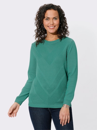 Langarm-Pullover mit Metallplättchen-Applikationen - smaragd