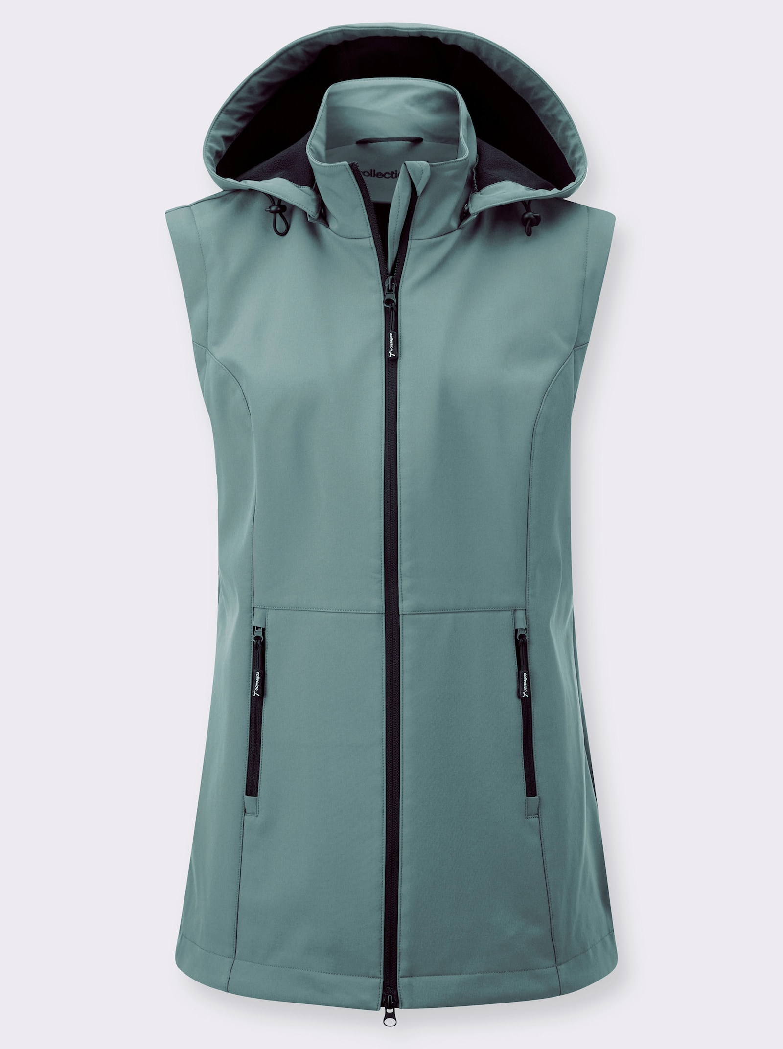 Softshelljacke mit weitenregulierbarer Kapuze - jade