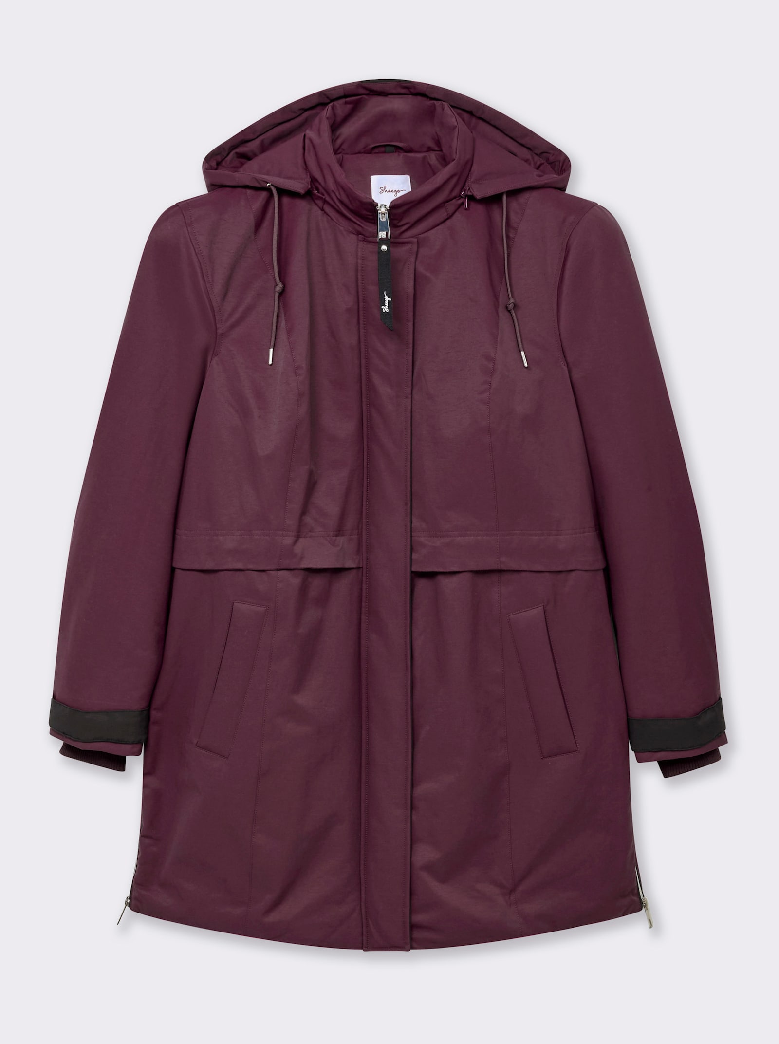 sheego Kapuzenjacke mit Kontrastdetails - burgund