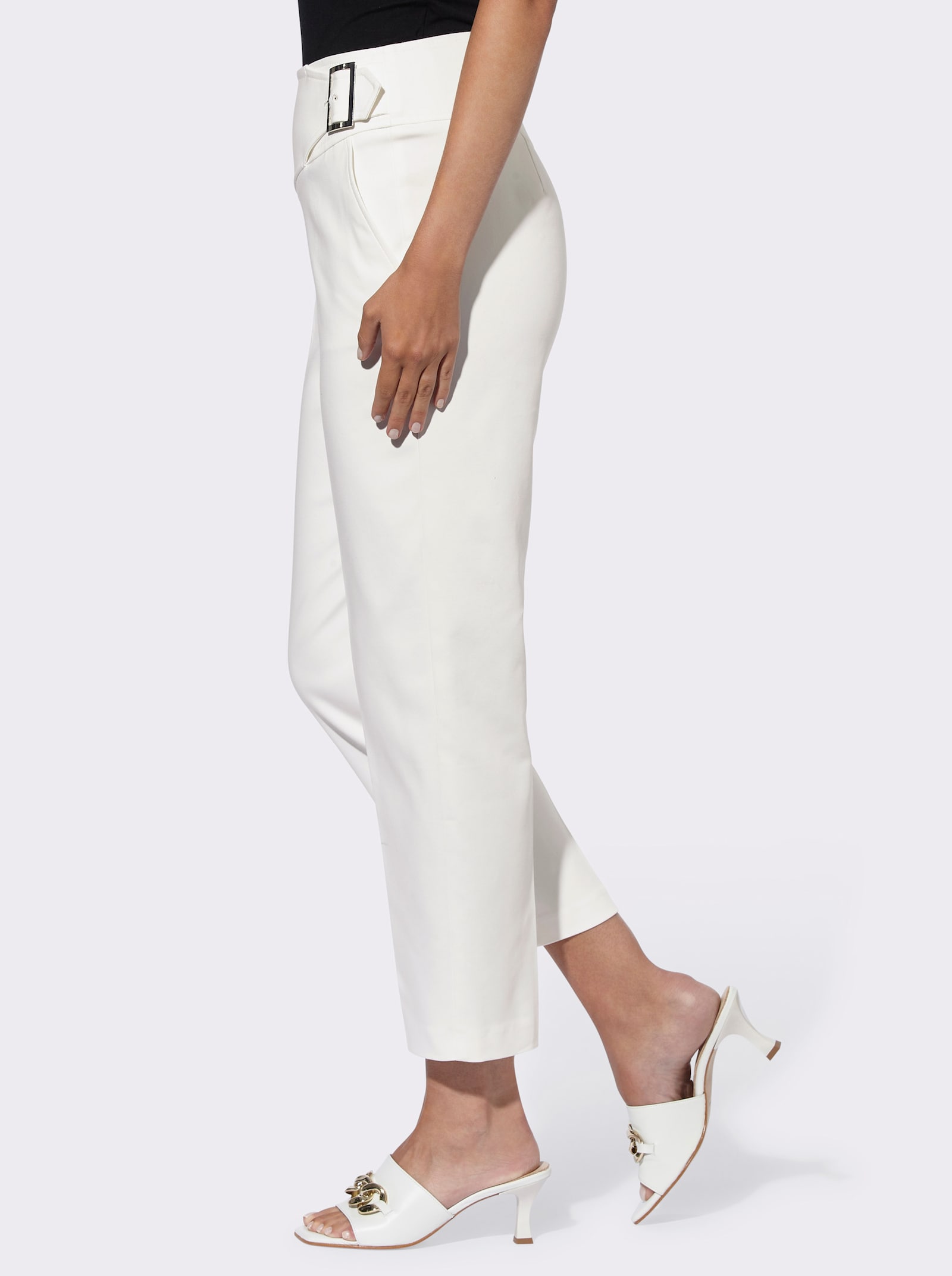 heine 7/8-Hose mit breitem Ziergürtel - weiss