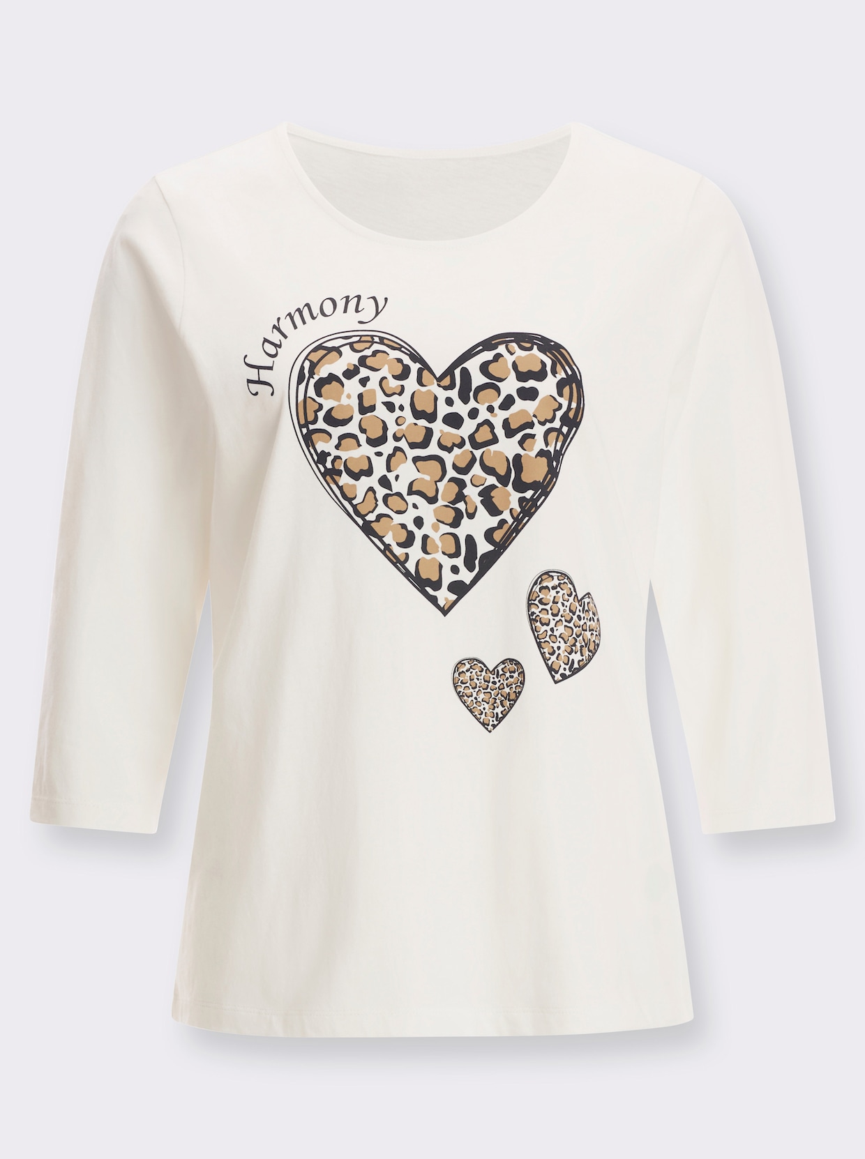 Shirt met 3/4-mouw - ecru/zwart