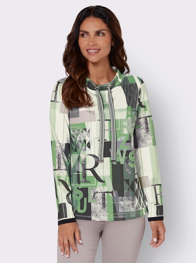 Sweatshirt mit halsfernem Kragen - apfel-gemustert