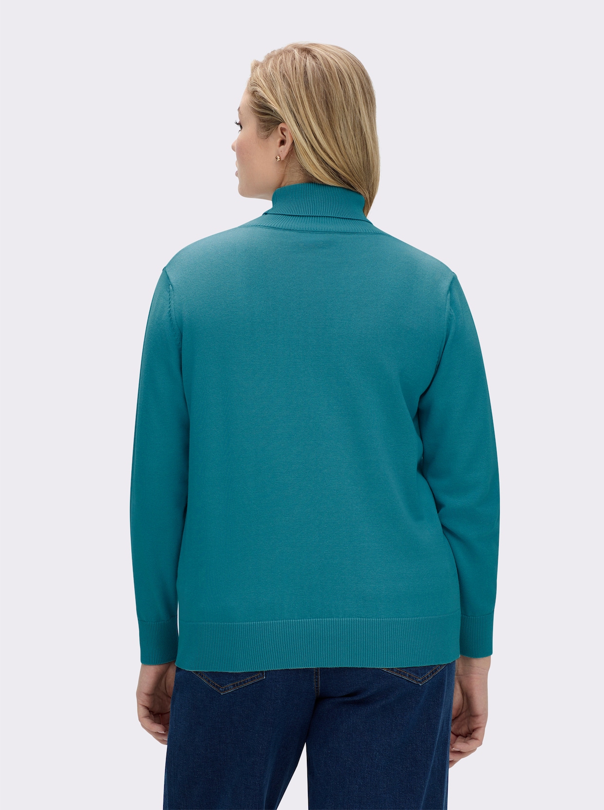 Rollkragenpullover aus reiner Baumwolle - petrol