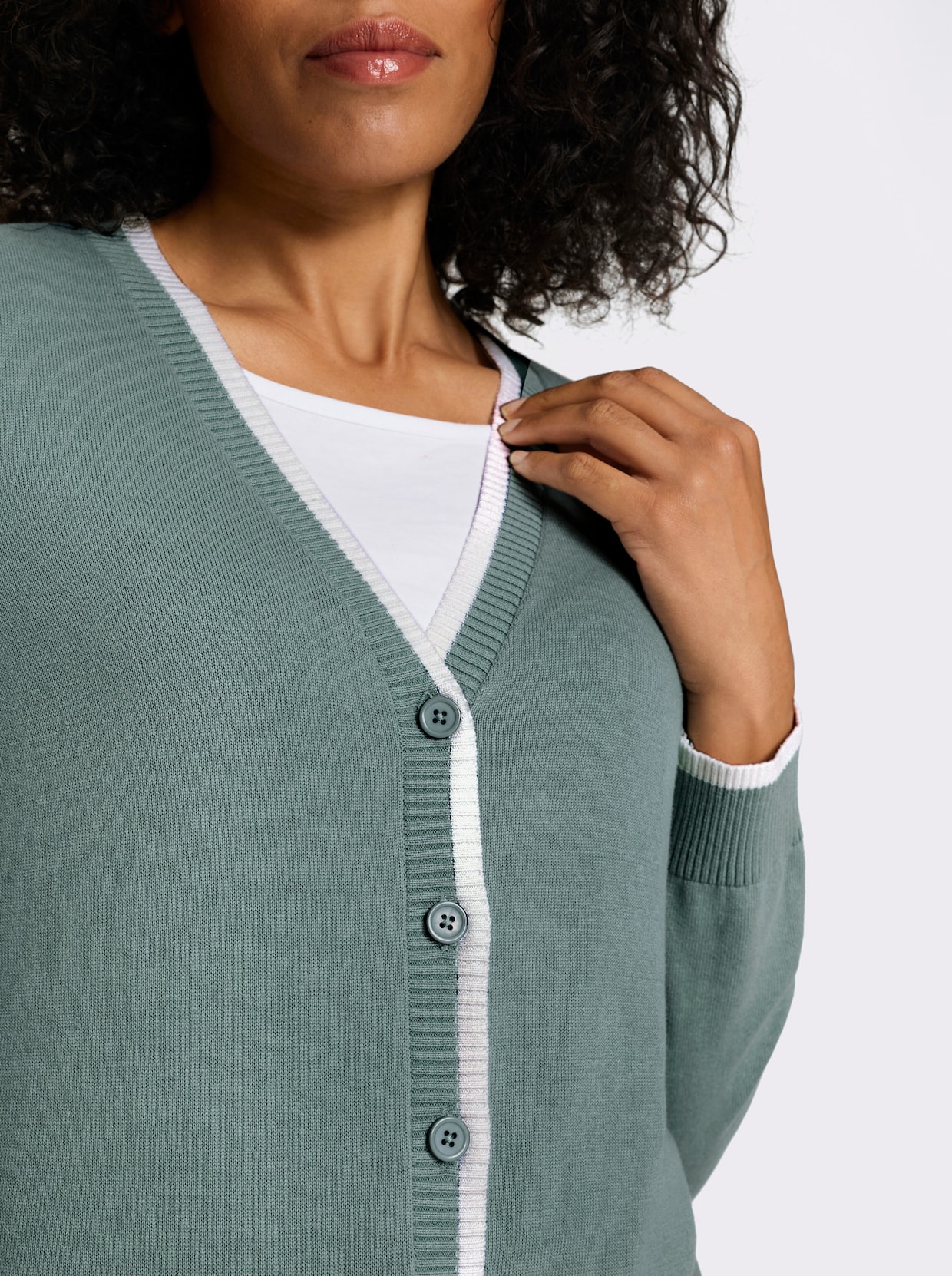 Vest van puur katoen - jade/ecru