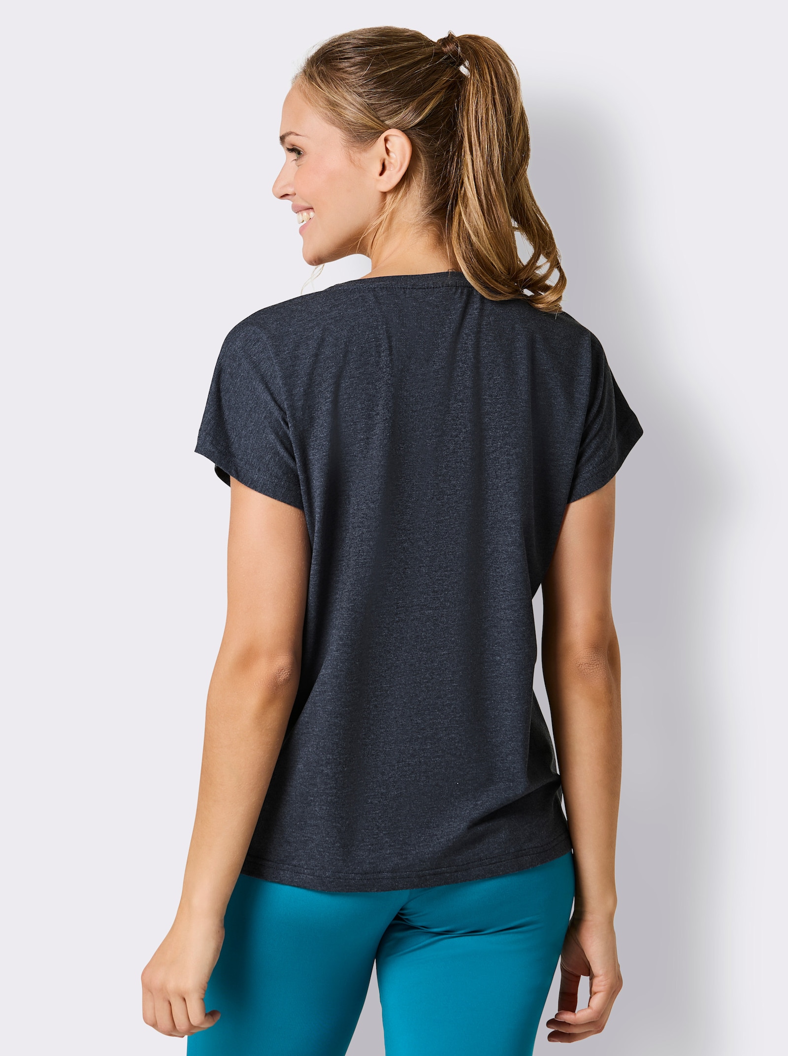 Catamaran Sports Freizeitshirt mit überschnittenen Schultern - dunkelblau-meliert