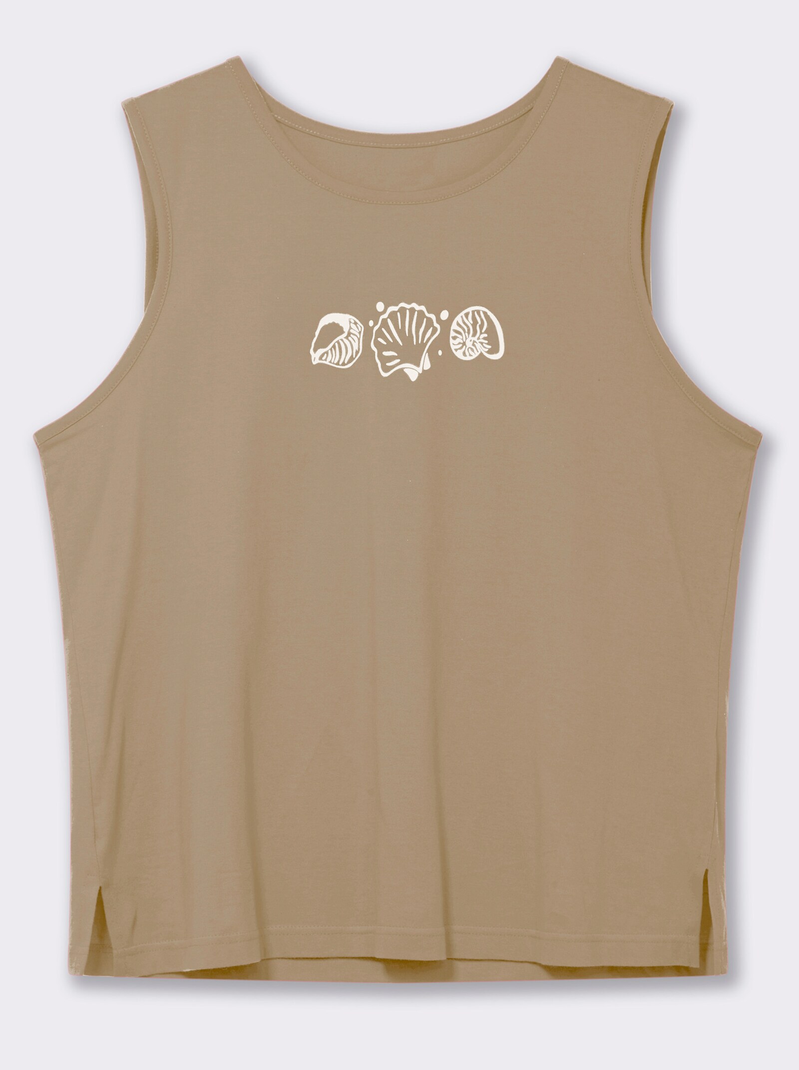 Shirttop mit Seitenschlitzen - beige