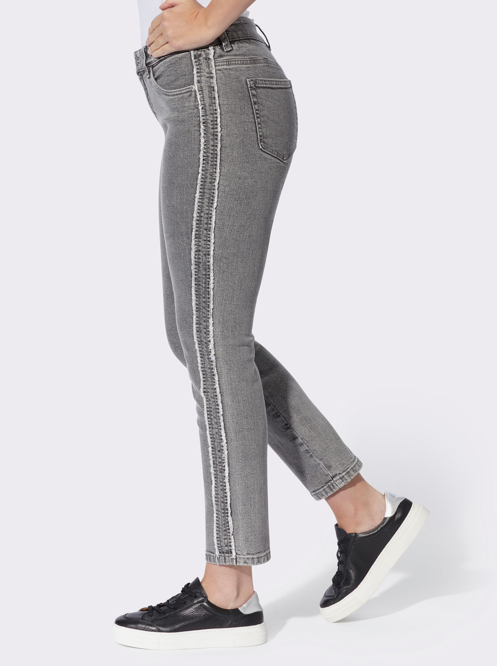 heine 5-pocketjeans met galonstrepen - grey denim