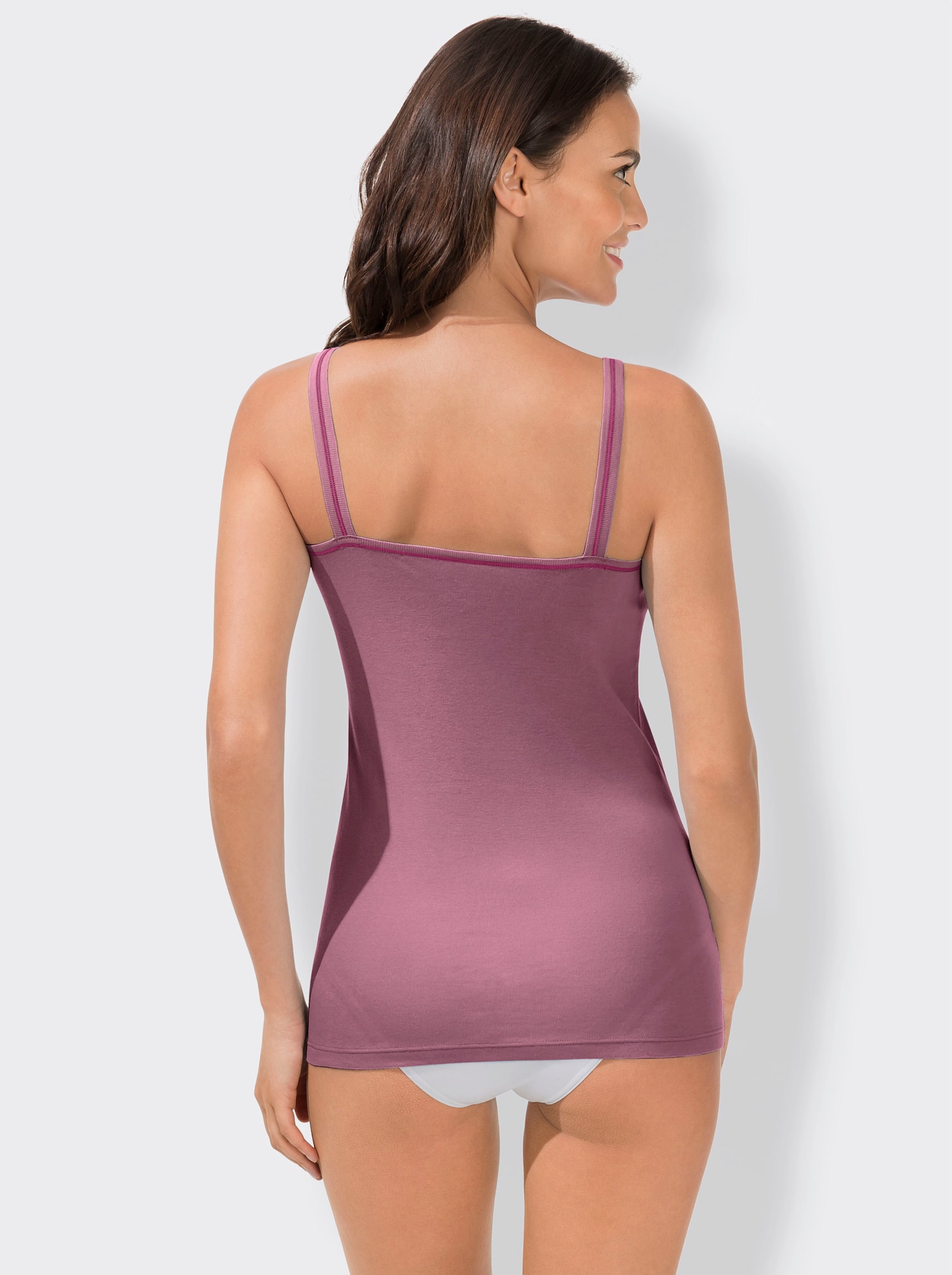 wäschepur Trägerhemd mit Batist-Motiv - beere + bleu + mint