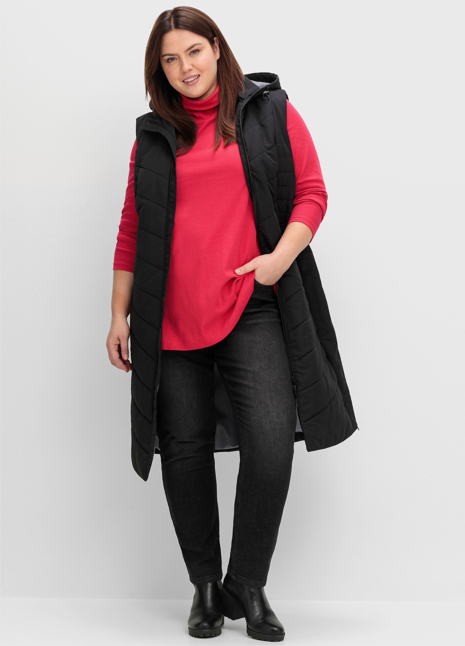 sheego Jeans smal, met extra wijde bovenbenen - black denim