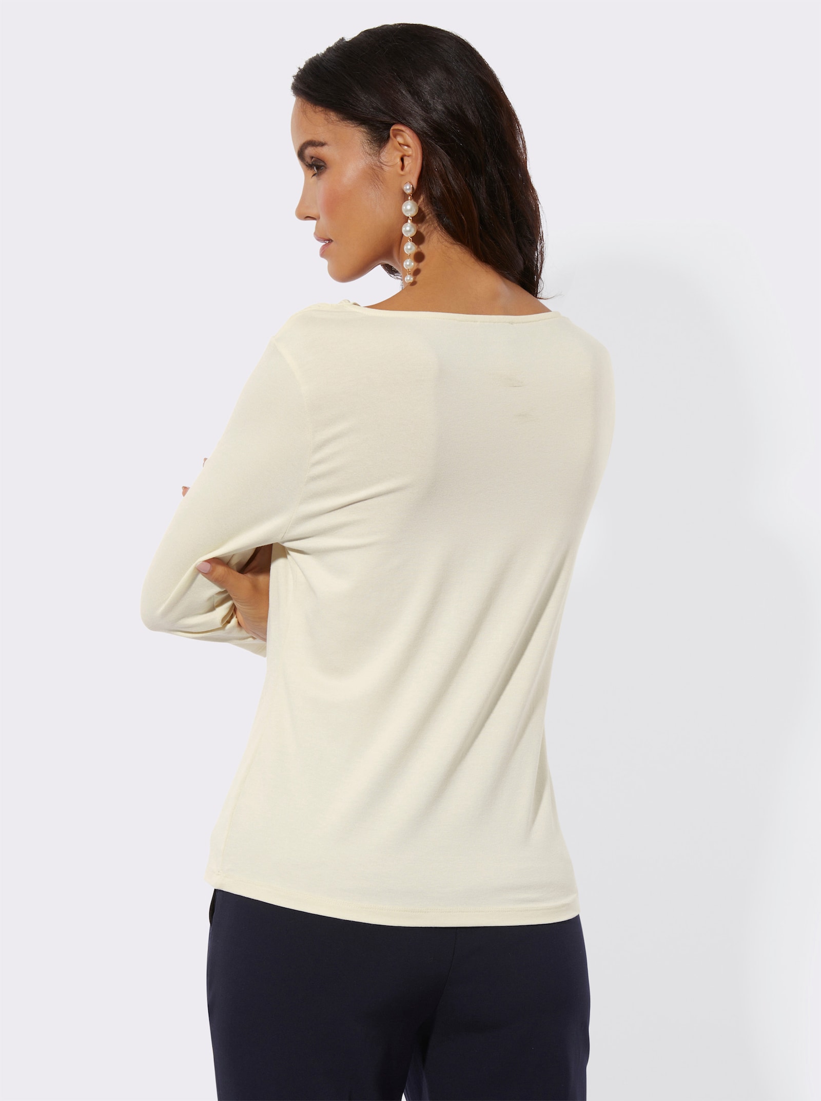 3/4-Arm-Shirt mit Raffungen - champagner