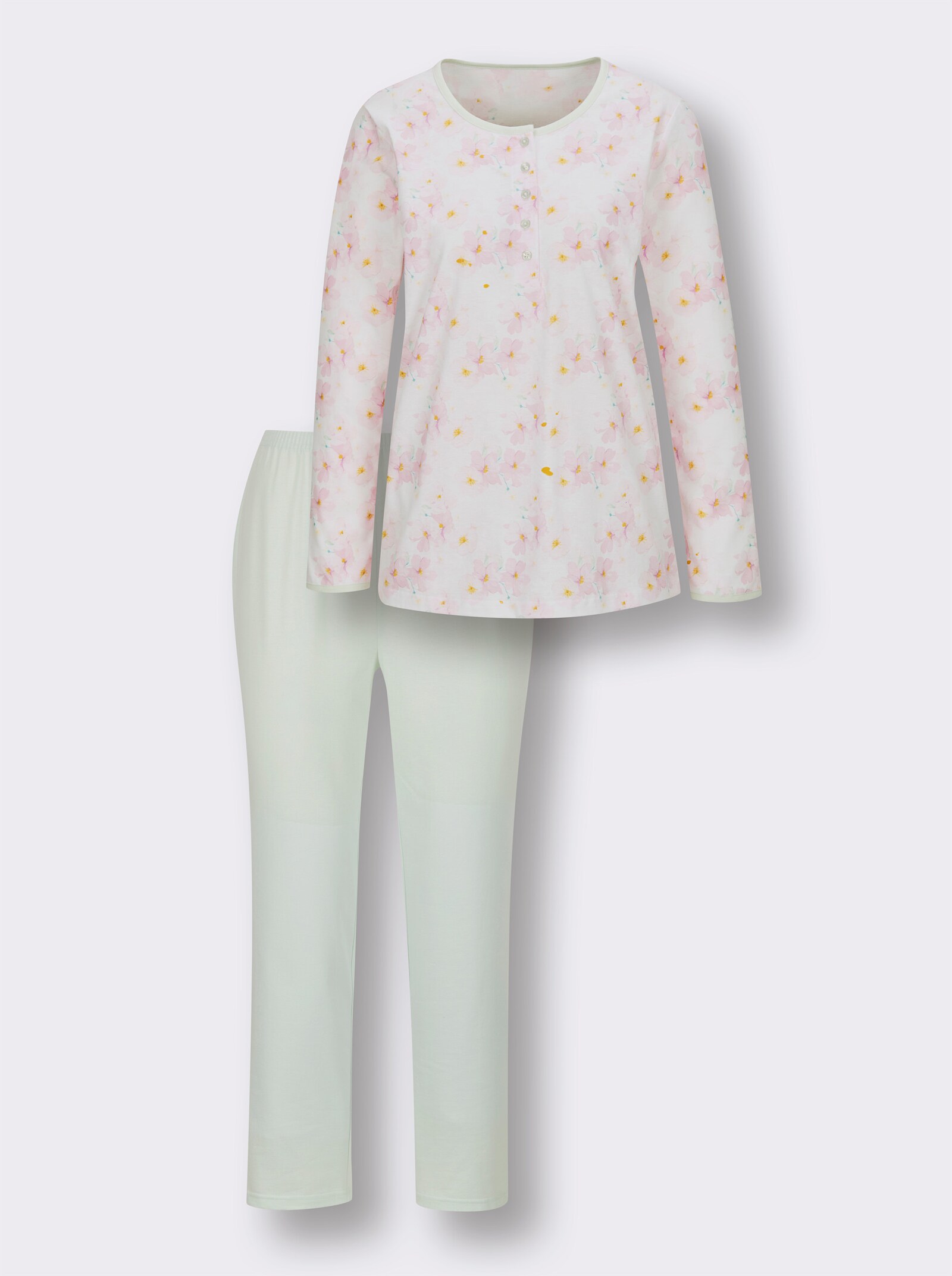 wäschepur Pyjama - wit/zacht mint bedrukt