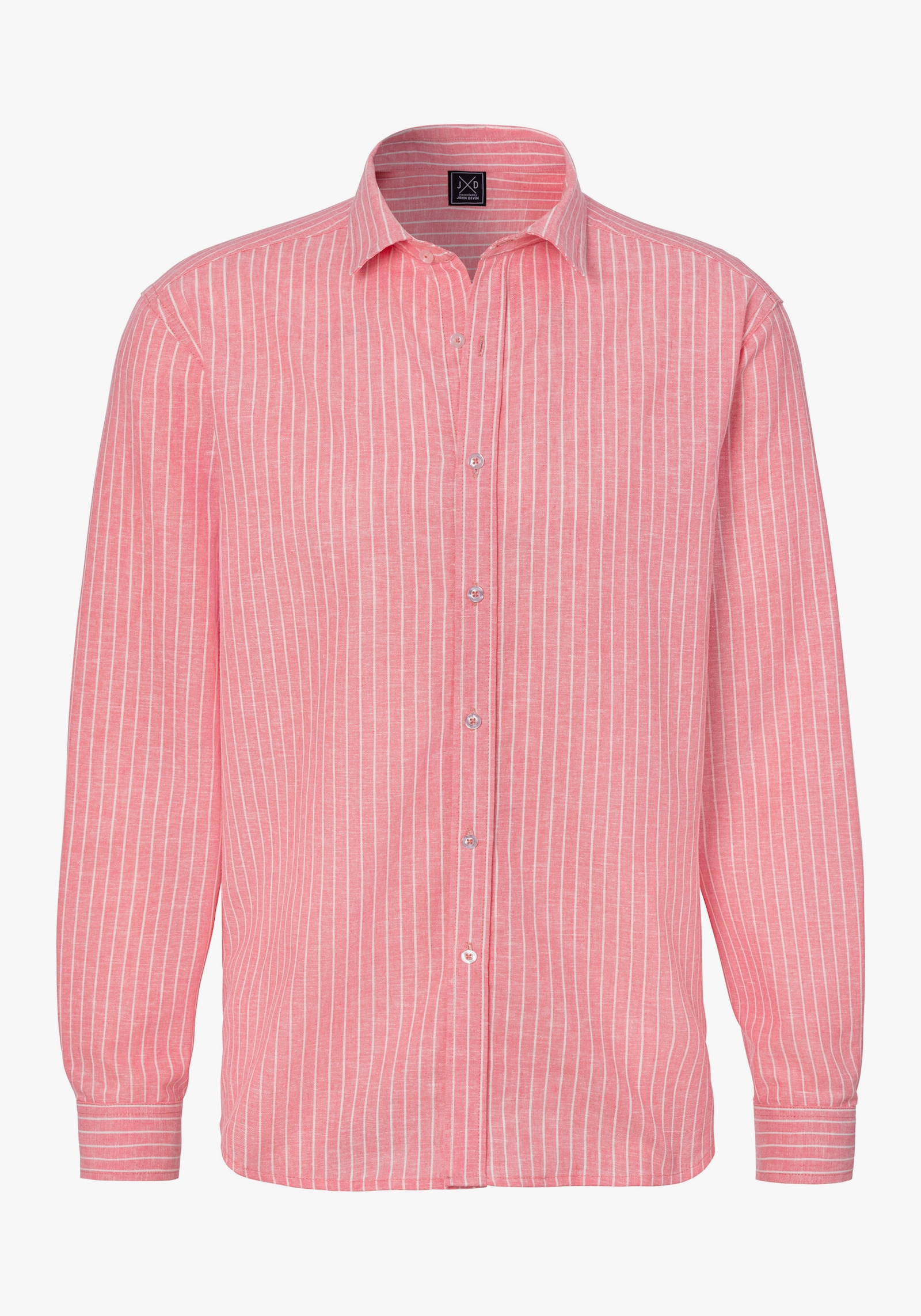 John Devin Langarmhemd - rot-weiß-gestreift