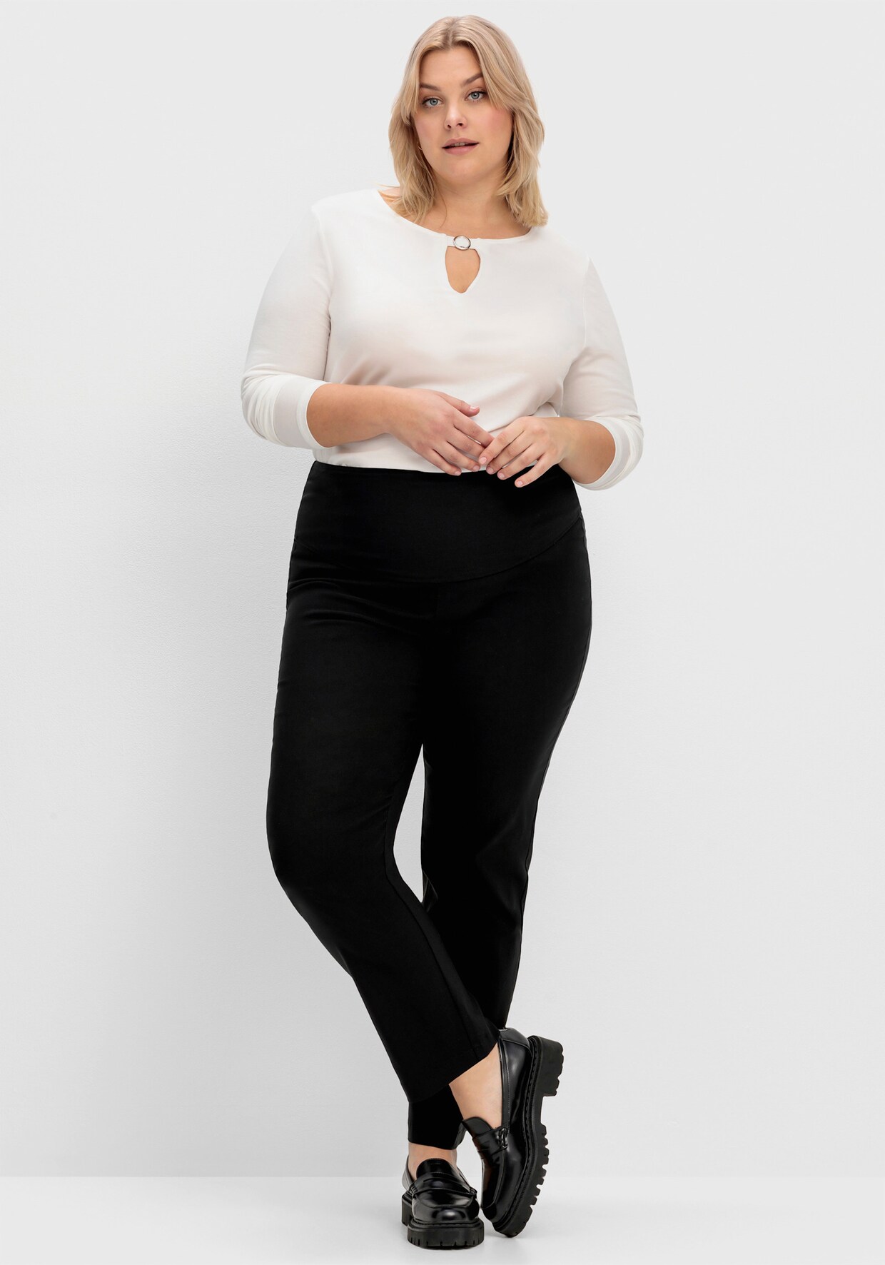 sheego comfortbroek - zwart