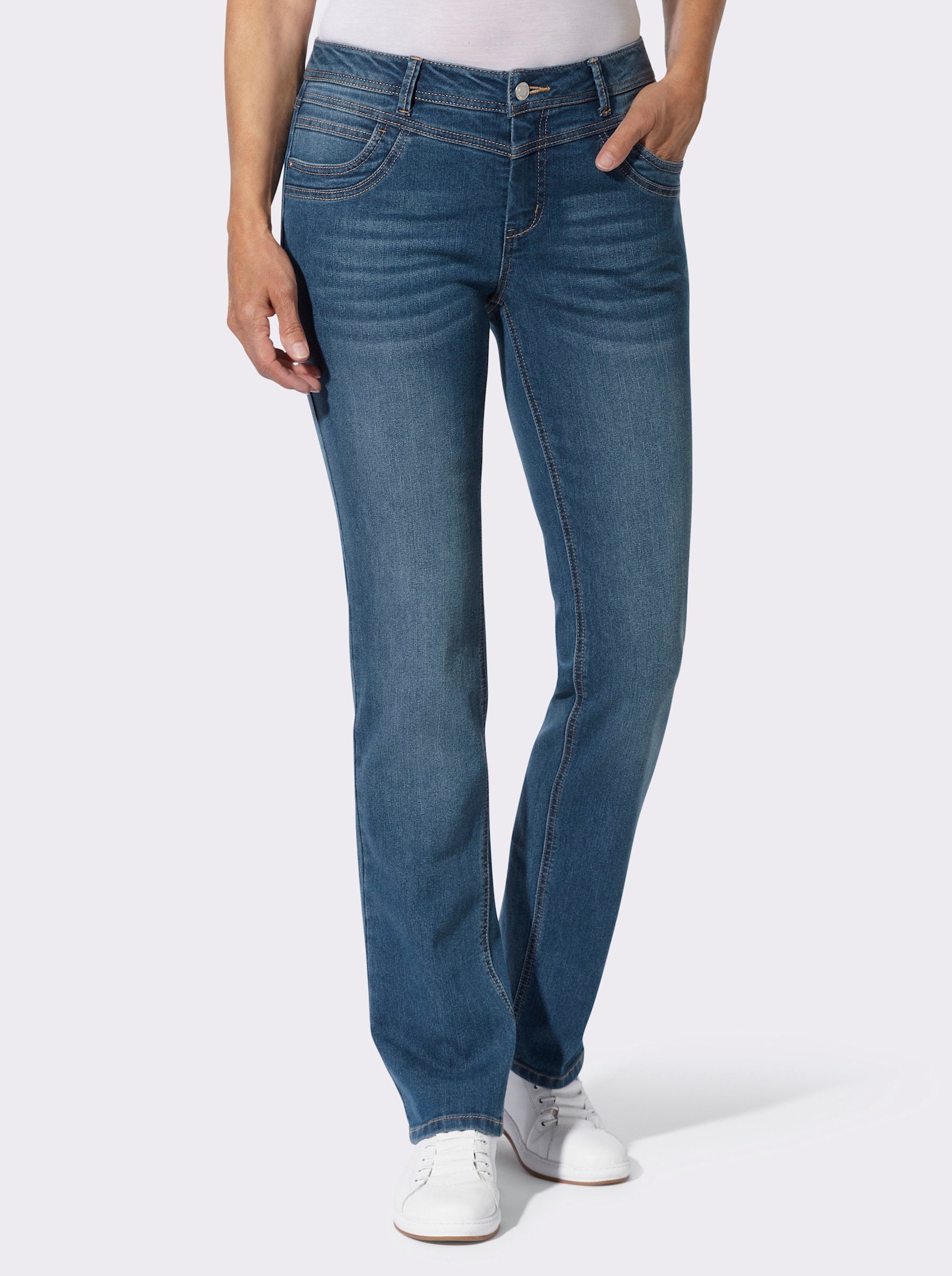 Gerade Jeans mit dezenter Waschung - blue-stone-washed