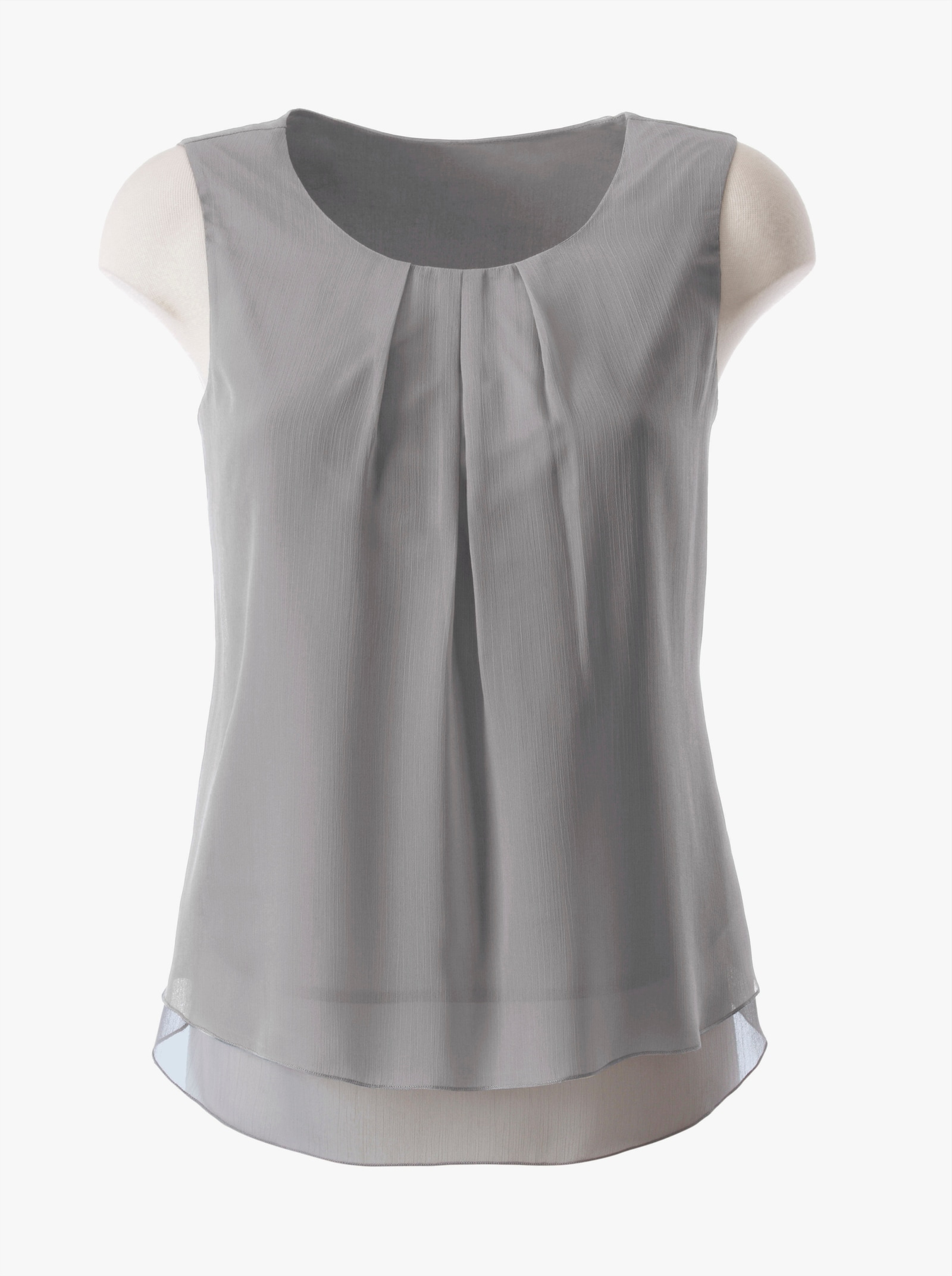 Blusentop in Crêpe-Qualität - silbergrau