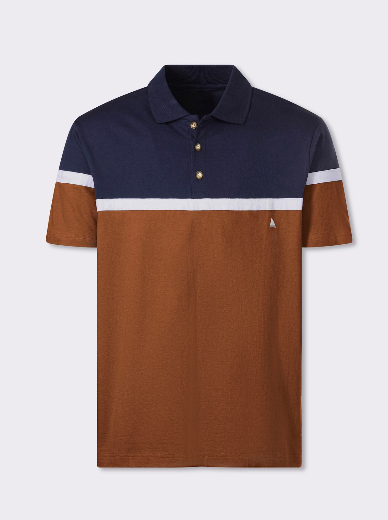 Catamaran Langarm-Poloshirt - marine-cognac