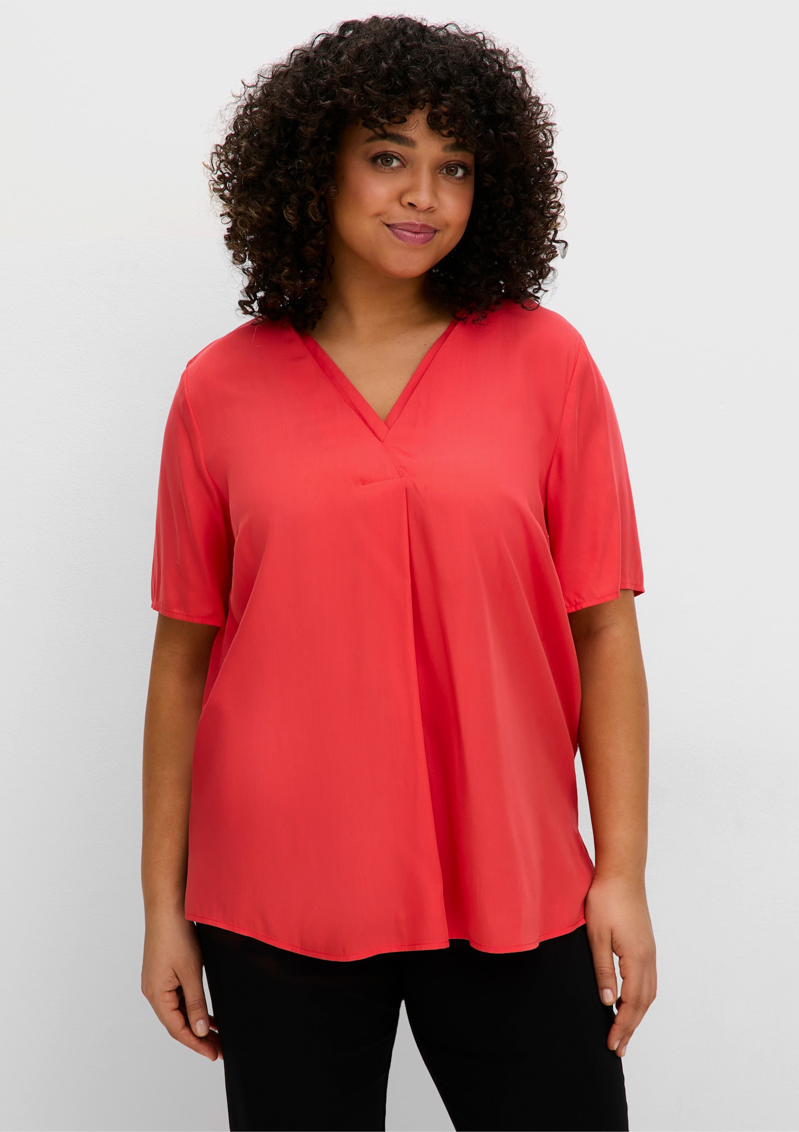 sheego Tunika mit Blumenprint und V-Ausschnitt - hummer